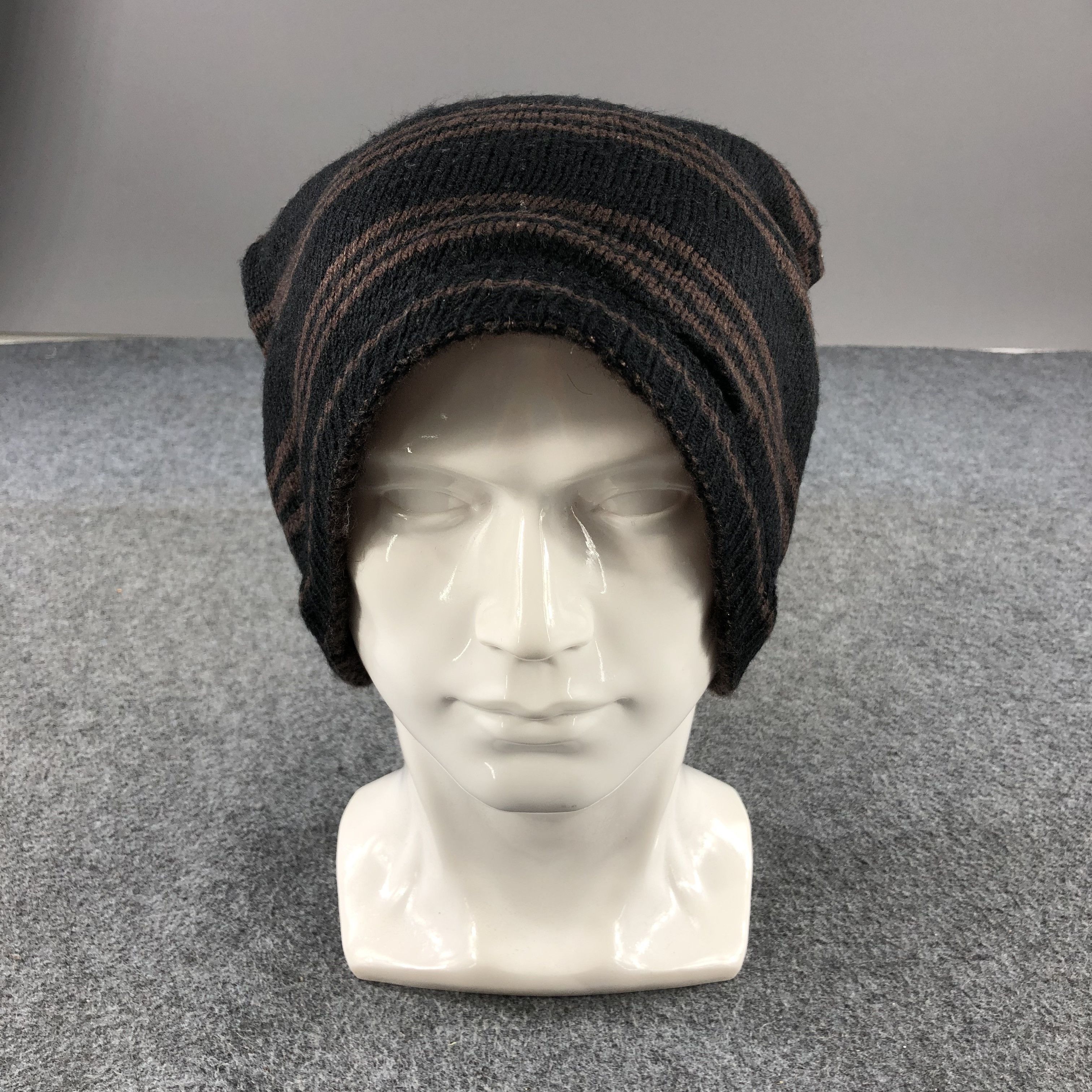 Vintage Unknown Reversible Stripes Beanie Snowcap Snow Hat B360 Size ONE SIZE - 2 Thumbnail