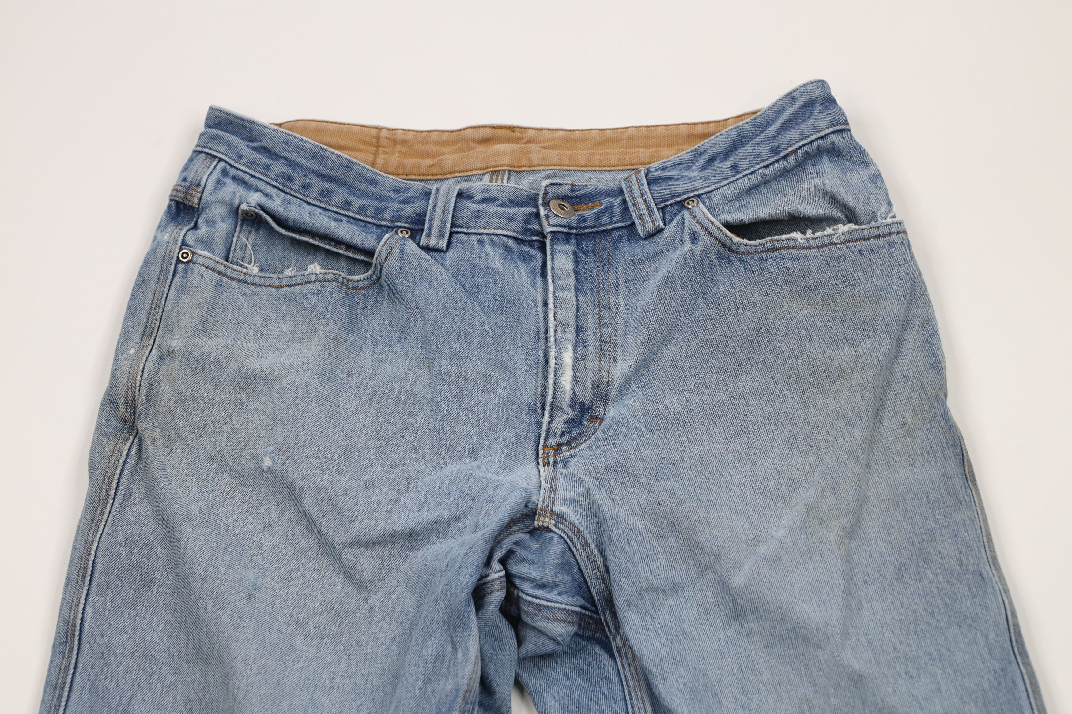 Duluth Trading Company × Vintage Duluth Trading Co Fit Thrashed Wide Leg Denim Jeans Blue Size US 35 - 2 Thumbnail