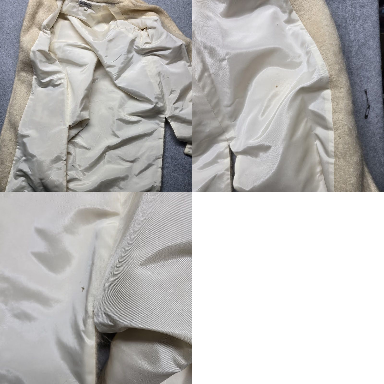 Vintage Emily Wetherby Coat Womens Medium Ivory Fuzzy Boucle Lined Pockets Belted Mid-Length Size M / US 6-8 / IT 42-44 - 9 Thumbnail