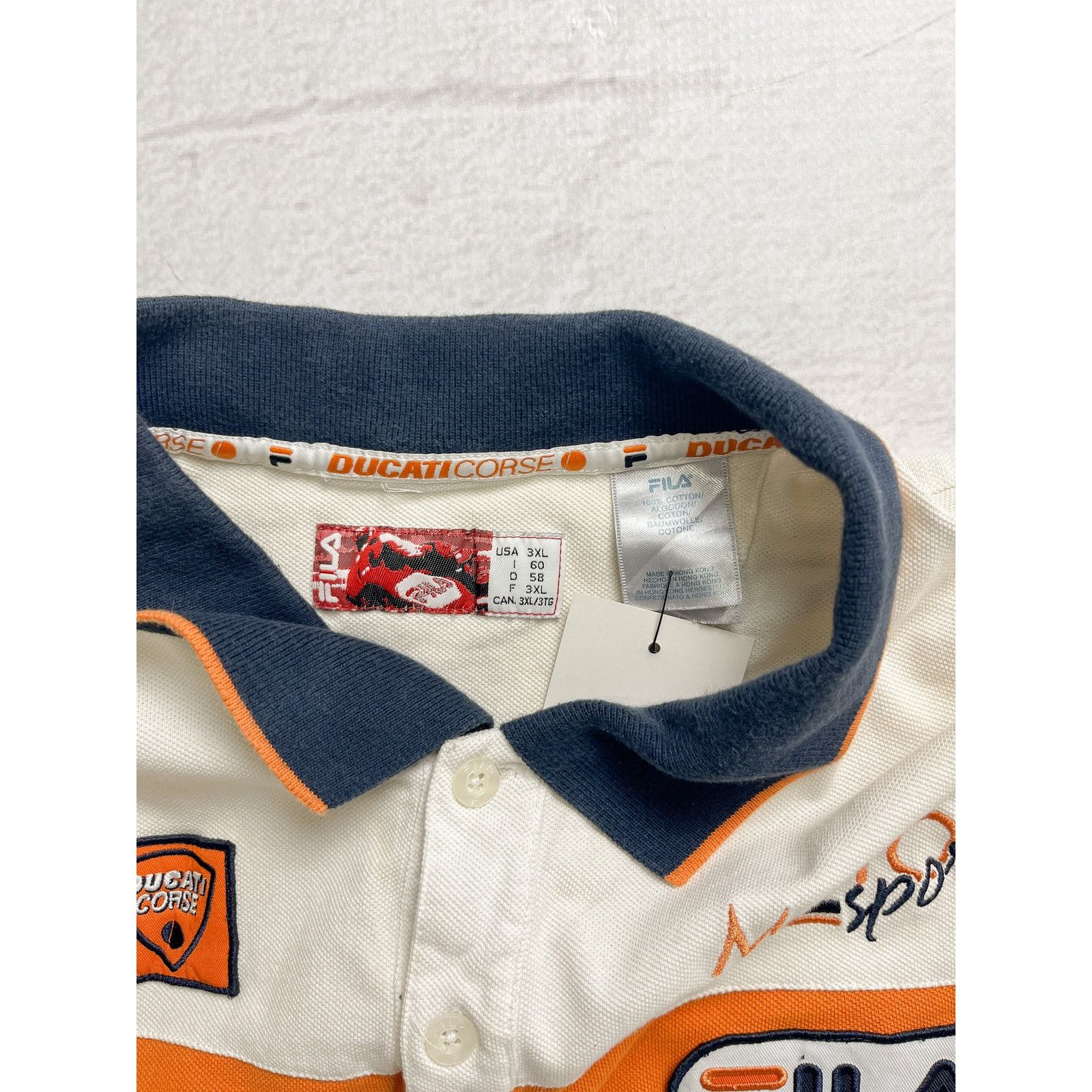 Fila Vintage 00s Fila Ducati Corse White Polo Shirt - Men's 3XL Size US XXL / EU 58 / 5 - 3 Thumbnail
