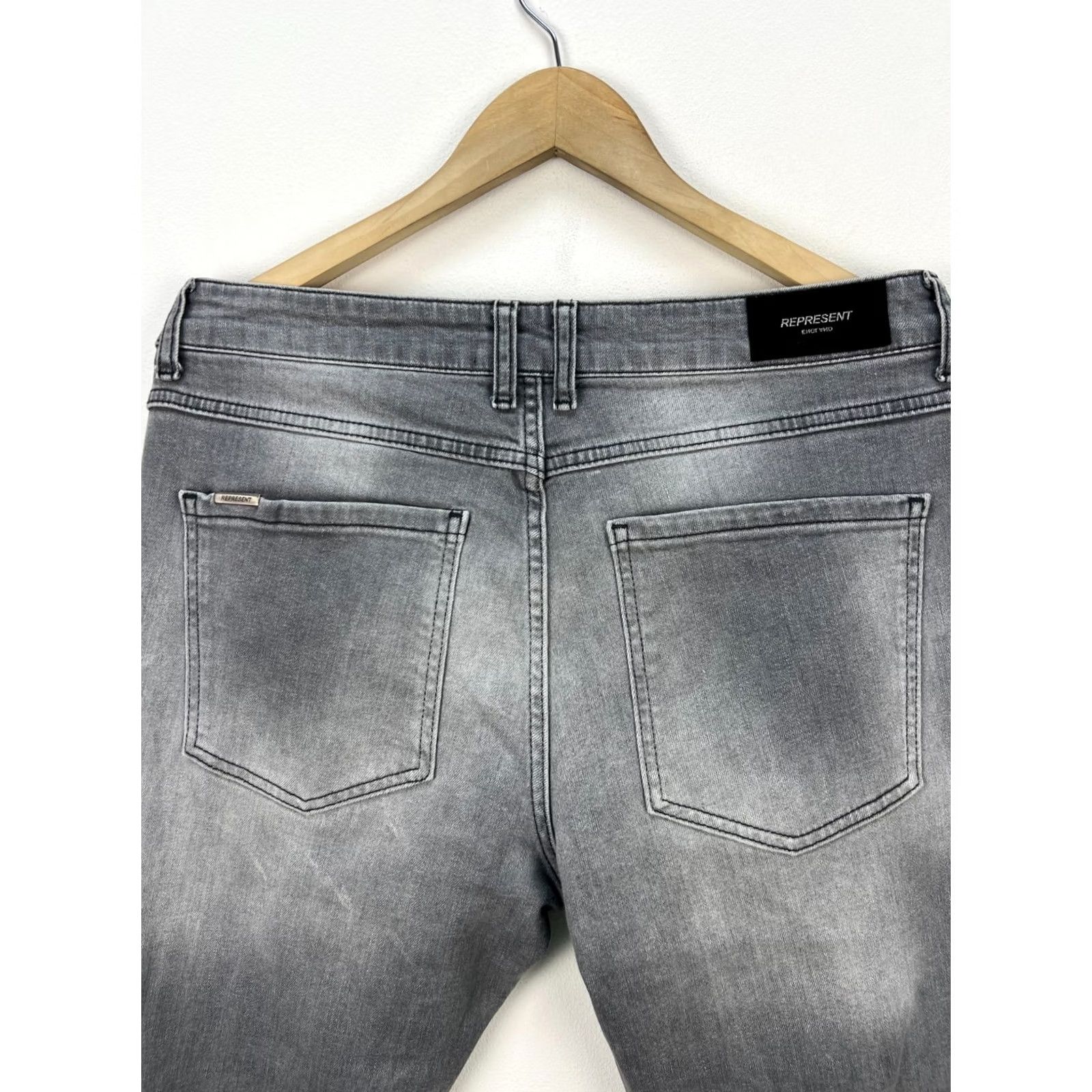 Vintage REPRESENT Denim Jeans Flat Grey Distressed Slim Size 34 Men's Slim Fit Jeans Gray Distressed Logo 34 Mens Size US 34 / EU 50 - 6 Thumbnail