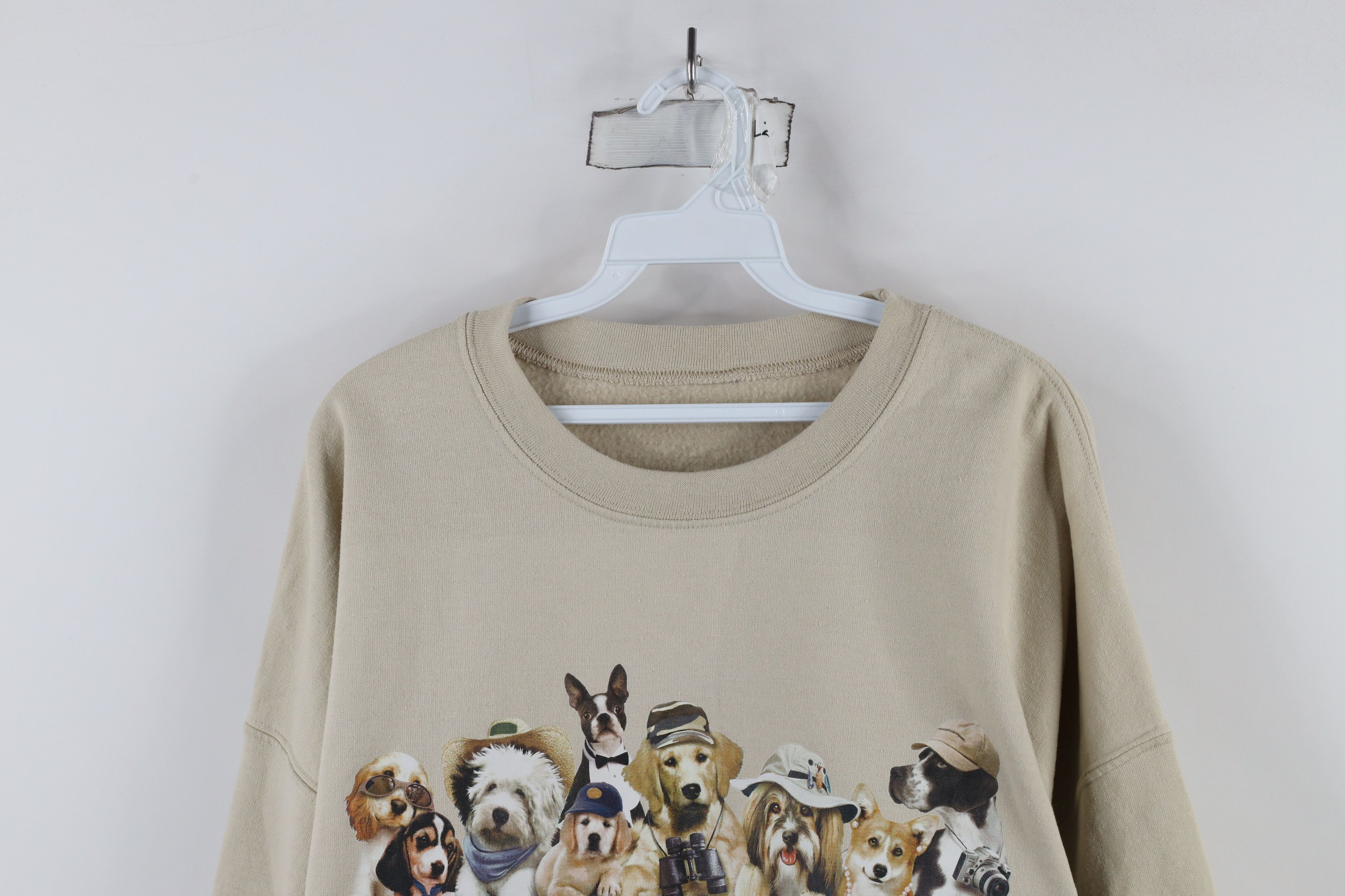Vintage Vintage 90s Streetwear Puppy Crewneck Sweatshirt Beige Tan Size US XXL / EU 58 / 5 - 2 Thumbnail