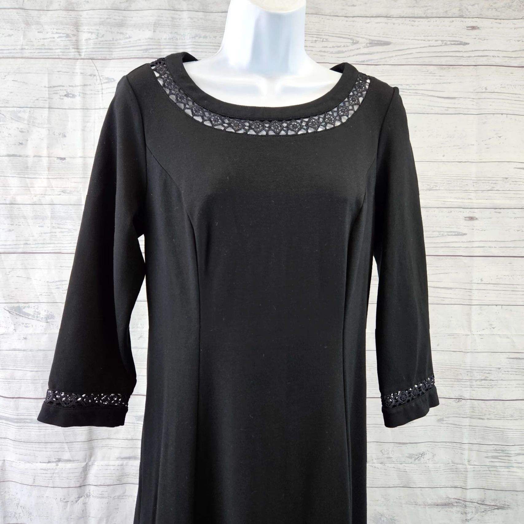Talbots Womens Ponte Knit Dress Sz 4 Solid Black 3/4 Sleeve -  sinaigenomichealth.com