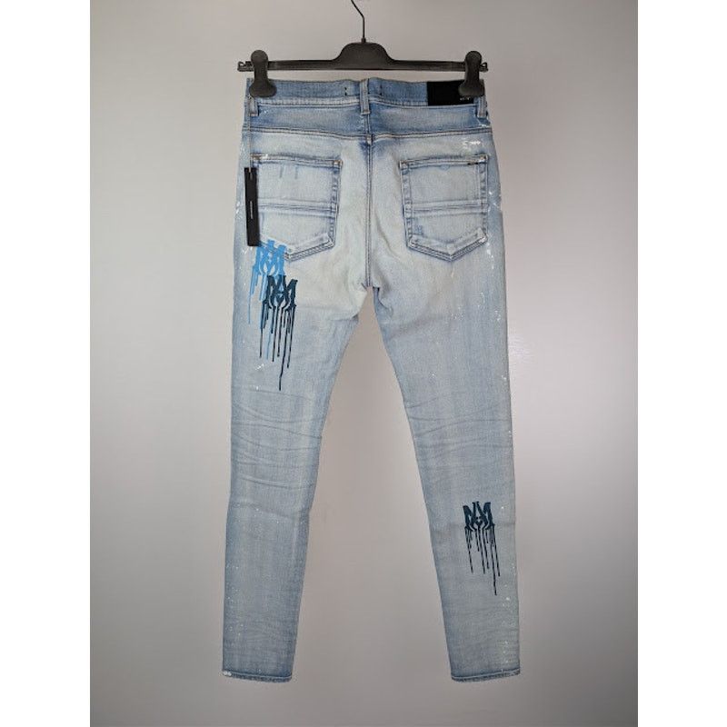Amiri o1rshd1 MA Drip Skinny Denim Jeans in Light Indigo 32 Size US 32 / EU 48 - 12 Thumbnail