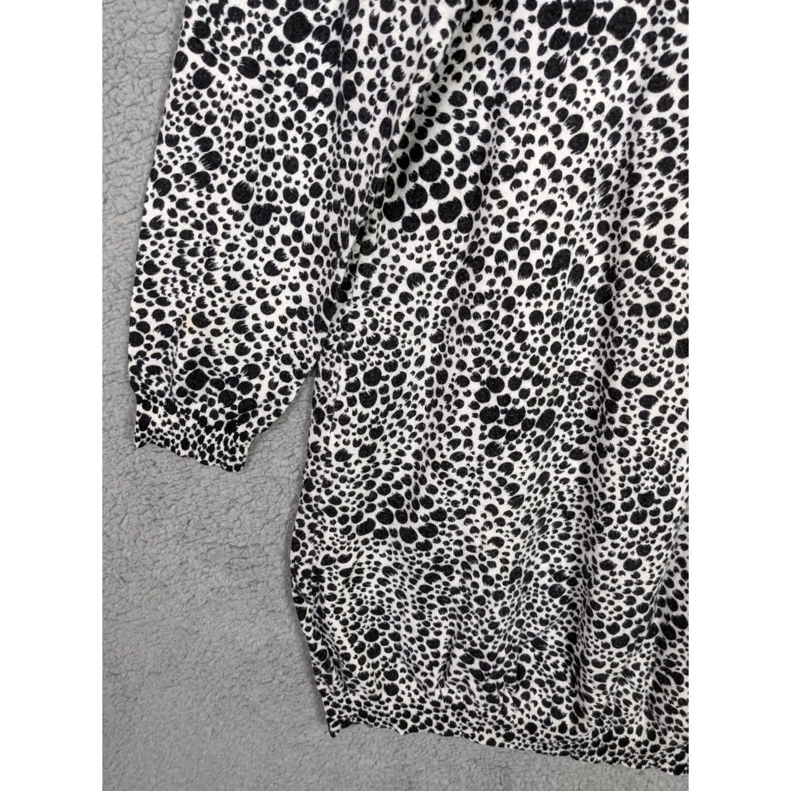 Marks & Spencer Marks & Spencer Women’s Black White Printed 3/4 Sleeve Sweater Sz US 14 UK18 Plus Size Multicolor Animal Print Knitted Pullover Womens Size XL / US 12-14 / IT 48-50 - 2 Thumbnail