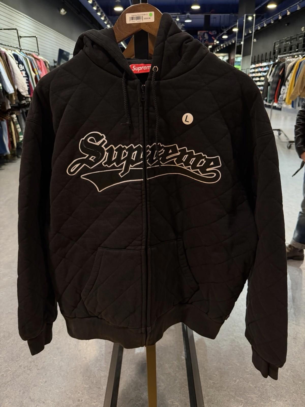 Supreme Supreme Large Quilted Zip Sweatshirt Tackle Twill Logo Black Size US L / EU 52-54 / 3 - 1 Thumbnail