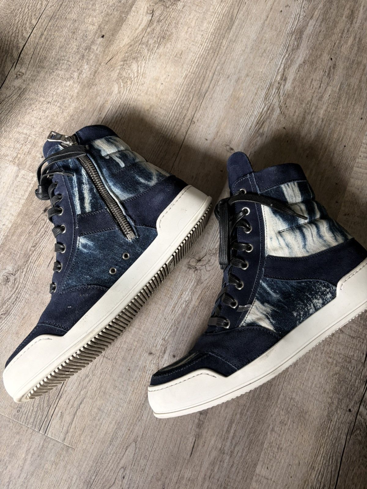 Balmain FW2013 Balmain tie dye denim/suede Leather Sneakers Size US 7 / EU 40 - 4 Thumbnail
