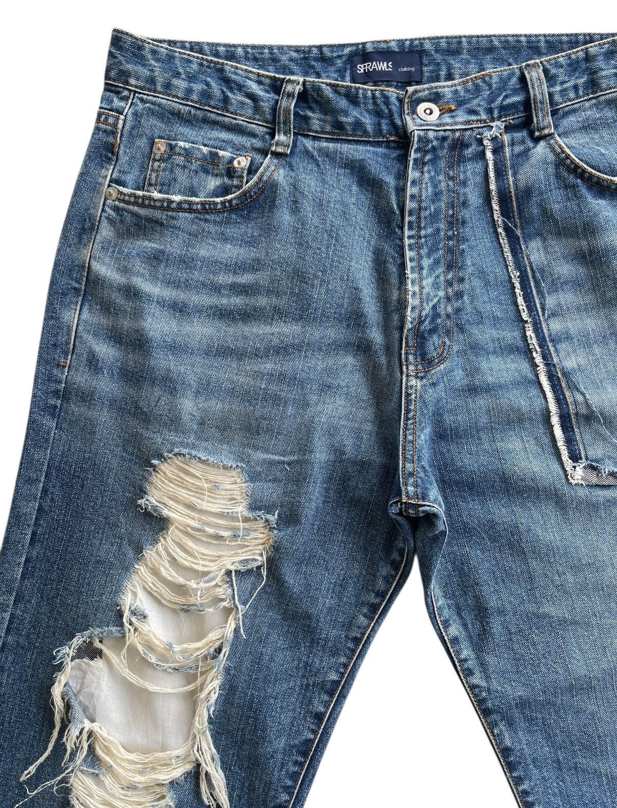 Japanese Brand Joge Martin X Sprawls Distressed Streetwear Denim Size US 33 - 5 Thumbnail