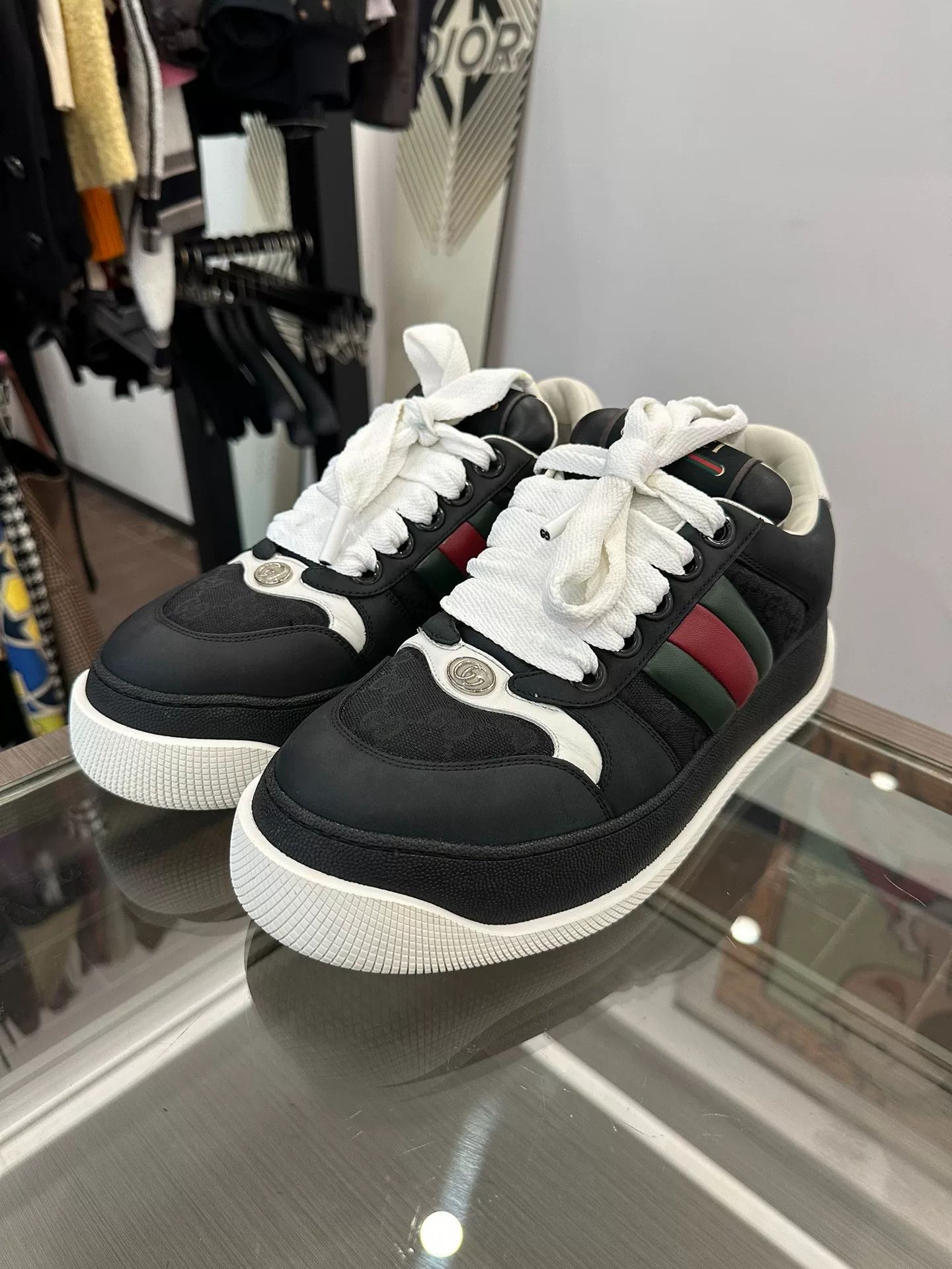 Gucci Gucci Screener Men's Black White Sneakers Size US 10 / EU 43 - 1 Thumbnail