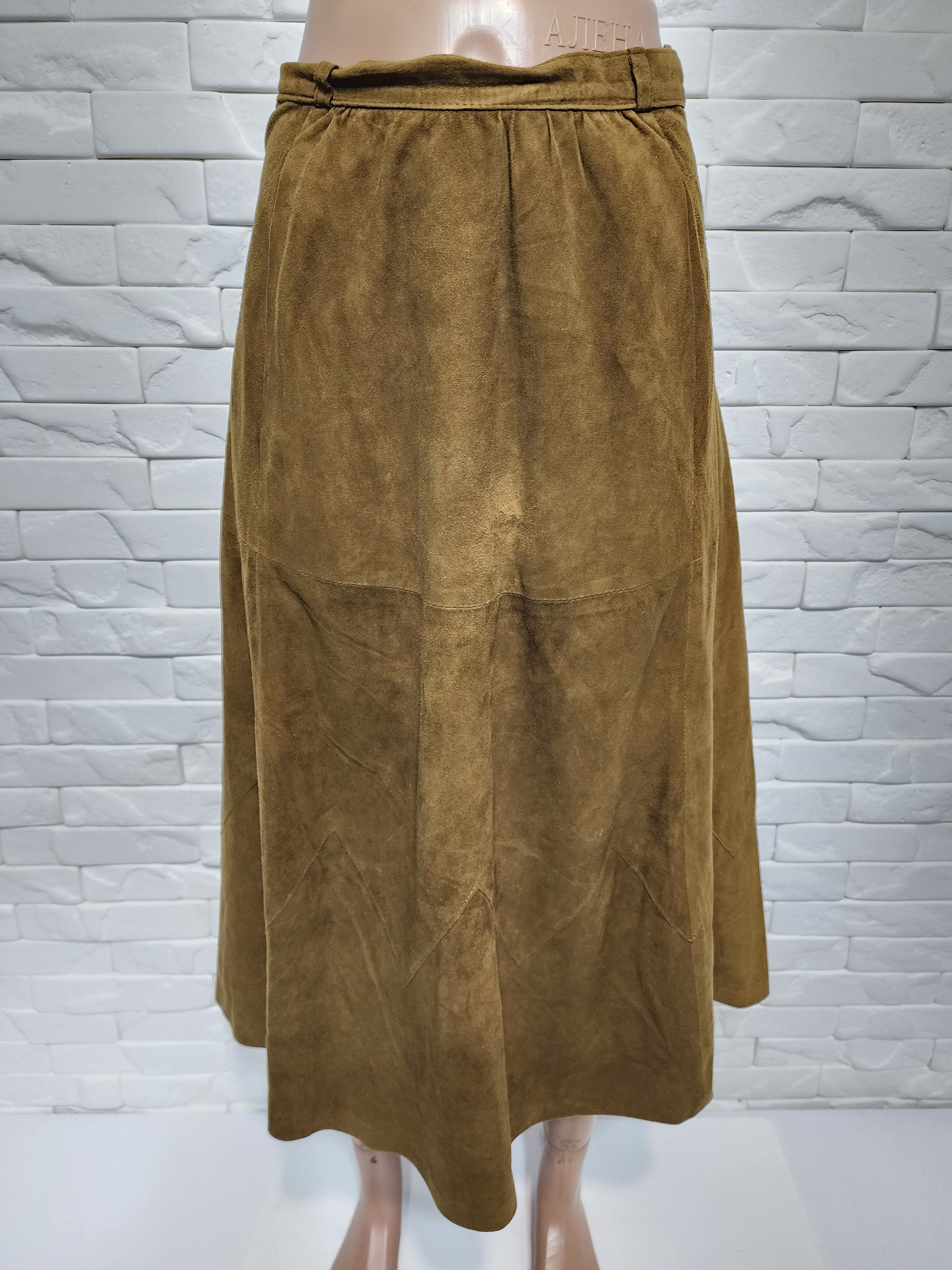 Genuine Leather Genuine Brown Leather Skirt Size 38" / US 16 / IT 52 - 1 Thumbnail