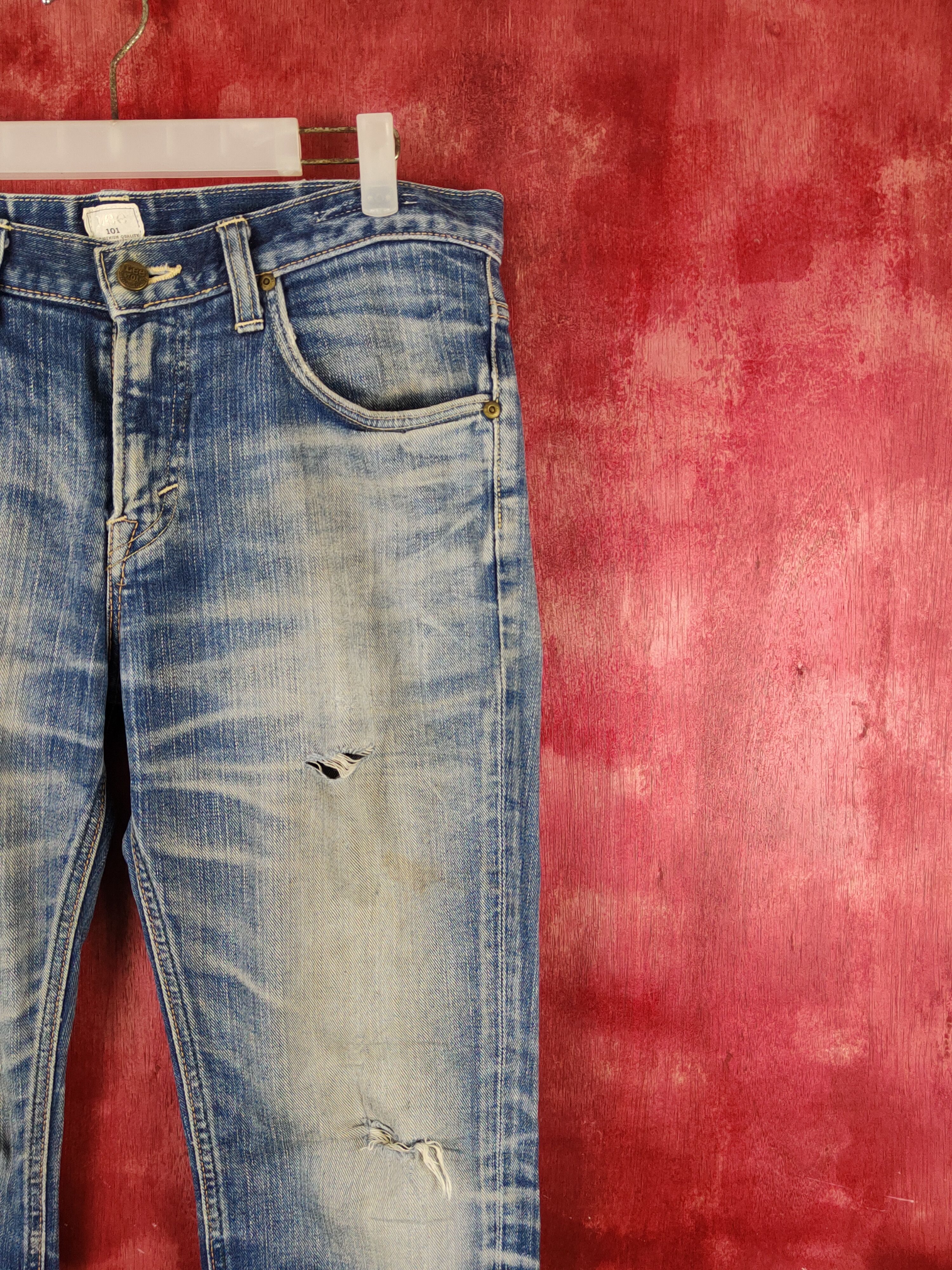 Japanese Brand Lee Blue Faded Distressed Ripped Jeans #S2242 Size US 32 / EU 48 - 5 Thumbnail