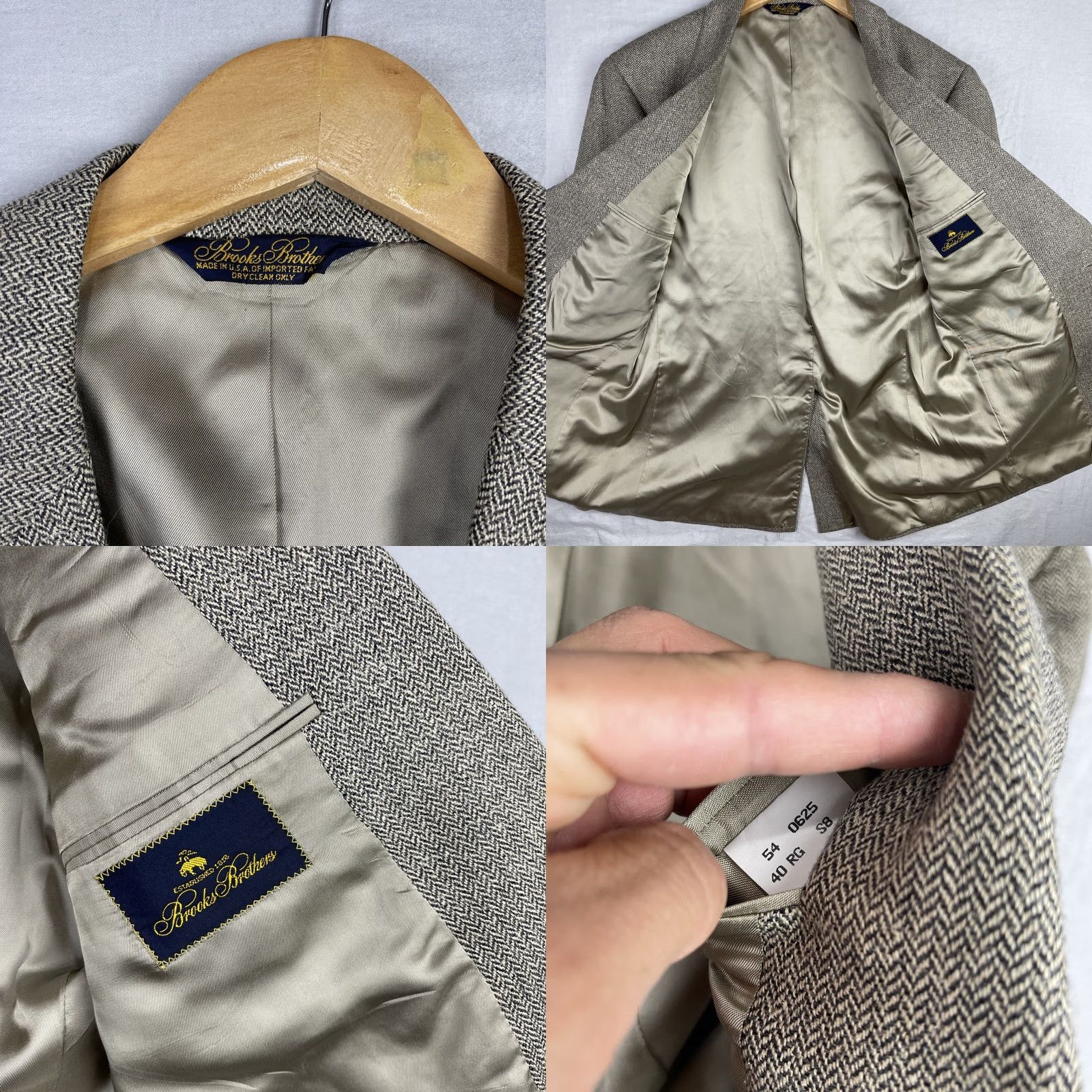 Brooks Brothers VINTAGE Brooks Brothers Jacket Mens 40 Brown Herringbone Sport Coat Blazer Wool Tweed USA Regular Sized Mens Size 40R - 8 Thumbnail