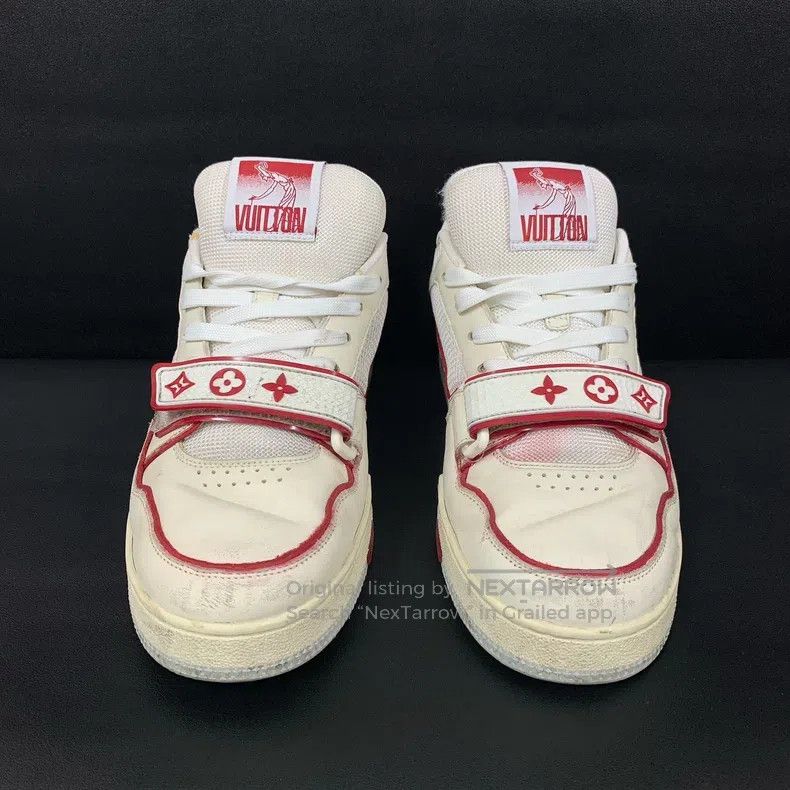 Louis Vuitton Louis Vuitton Trainer White and Red Velcro Low Top Board S Size US 6.5 / EU 39-40 - 2 Thumbnail