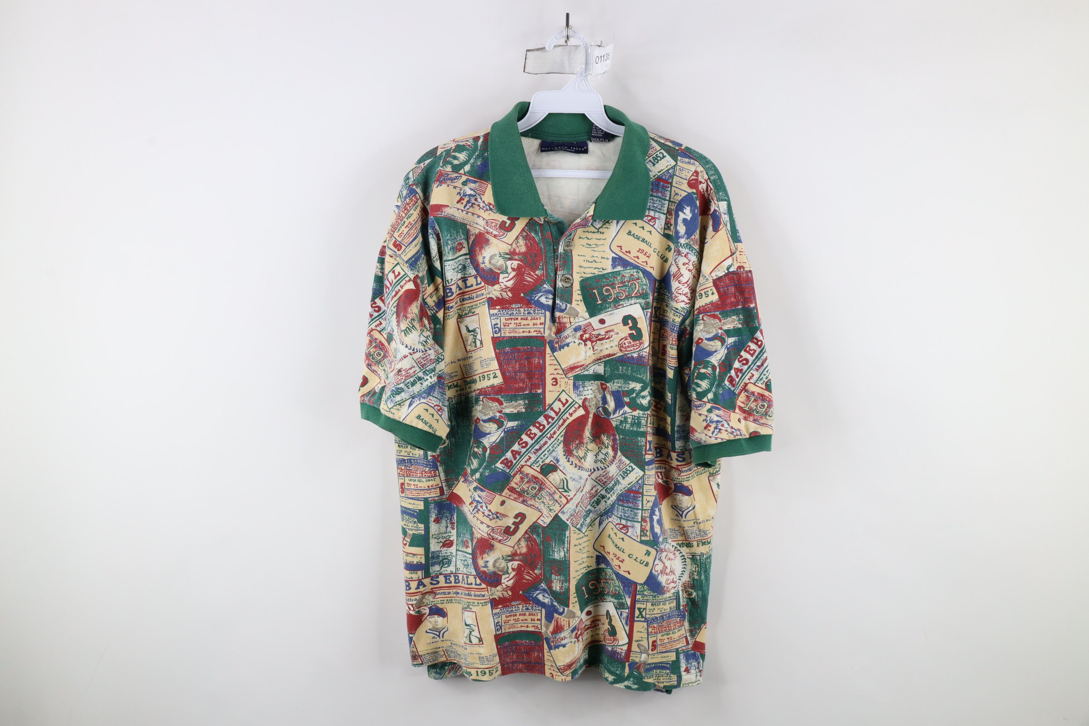 Vintage Vintage 90s Streetwear Baseball All Over Print Polo Shirt Size US L / EU 52-54 / 3 - 1 Thumbnail