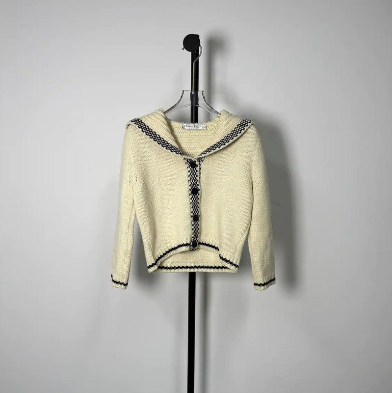 Dior Dior Women's Cream Cotton Cardigan Sweater 0089 Size S / US 4 / IT 40 - 1 Thumbnail