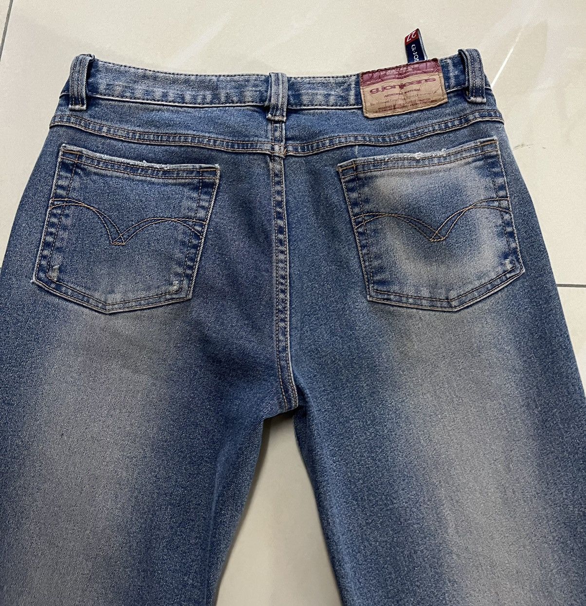 Tornado Mart Flare Jeans G.JON roses distressed low rise rusty denim Size US 29 - 14 Thumbnail