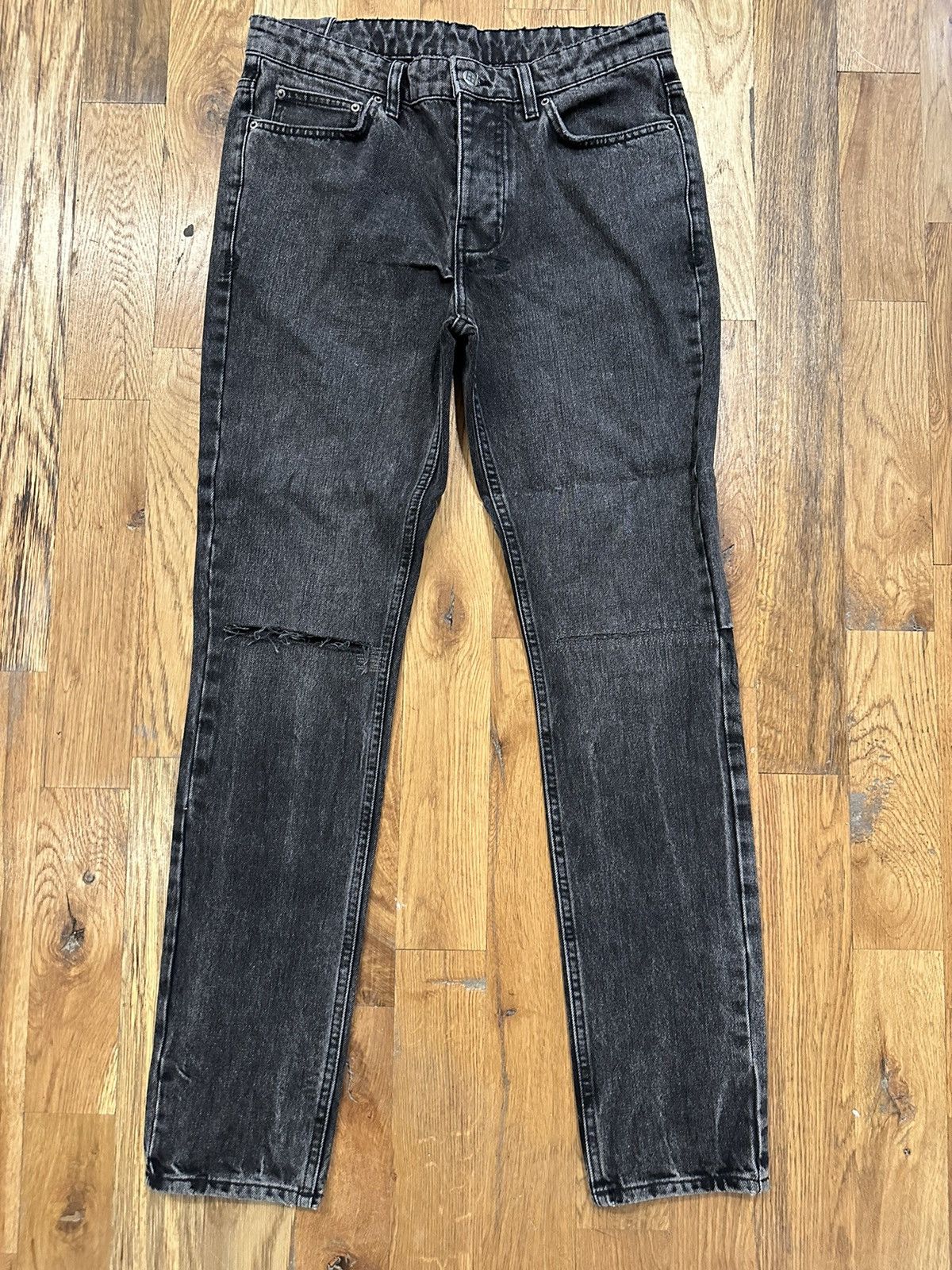 image of Ksubi Knee Rip Washed Black Denim Jeans Size 32, Men's
