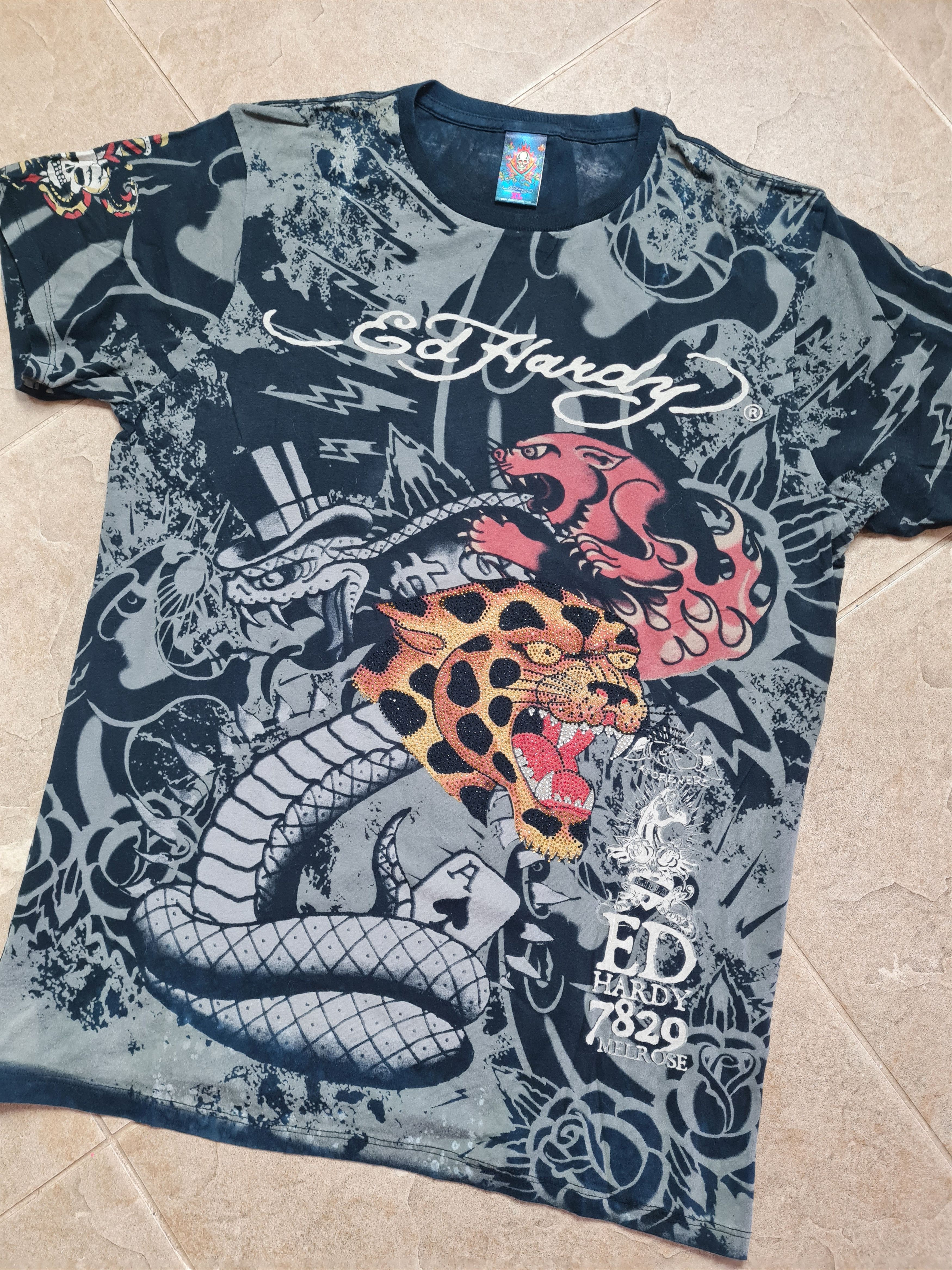 Ed Hardy Ed Hardy Snake Skull Graphic Christian Audigier Tattoo Y2K Size US XL / EU 56 / 4 - 4 Thumbnail