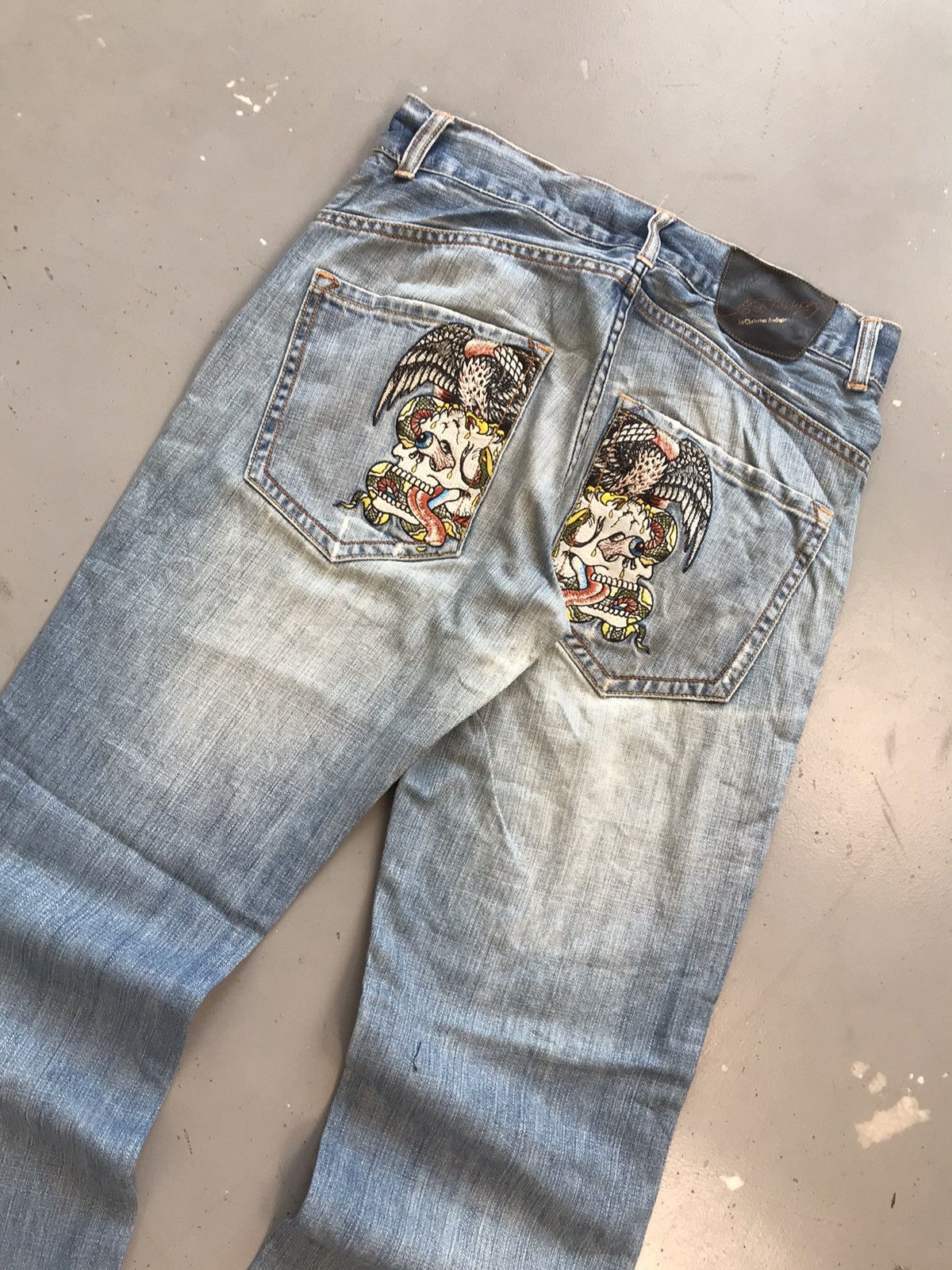 Ed Hardy × Vintage Vintage Edhardy distressed crazy embroidered denim Size US 32 / EU 48 - 11 Thumbnail
