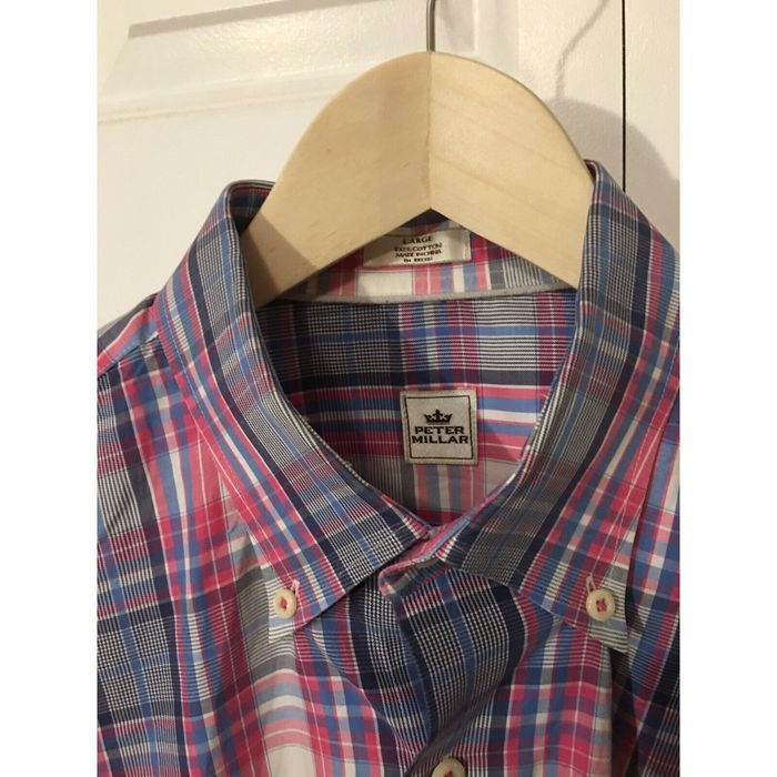 Peter Millar Peter Millar Men’s Sz L Button Down Striped Pink Blue Long ...