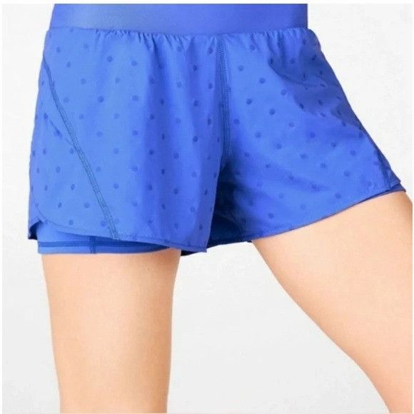 Fabletics Fabletics Austyn Running Blue Polka Dot Athletic Shorts Size Size 30" / US 8 / IT 44 - 2 Thumbnail