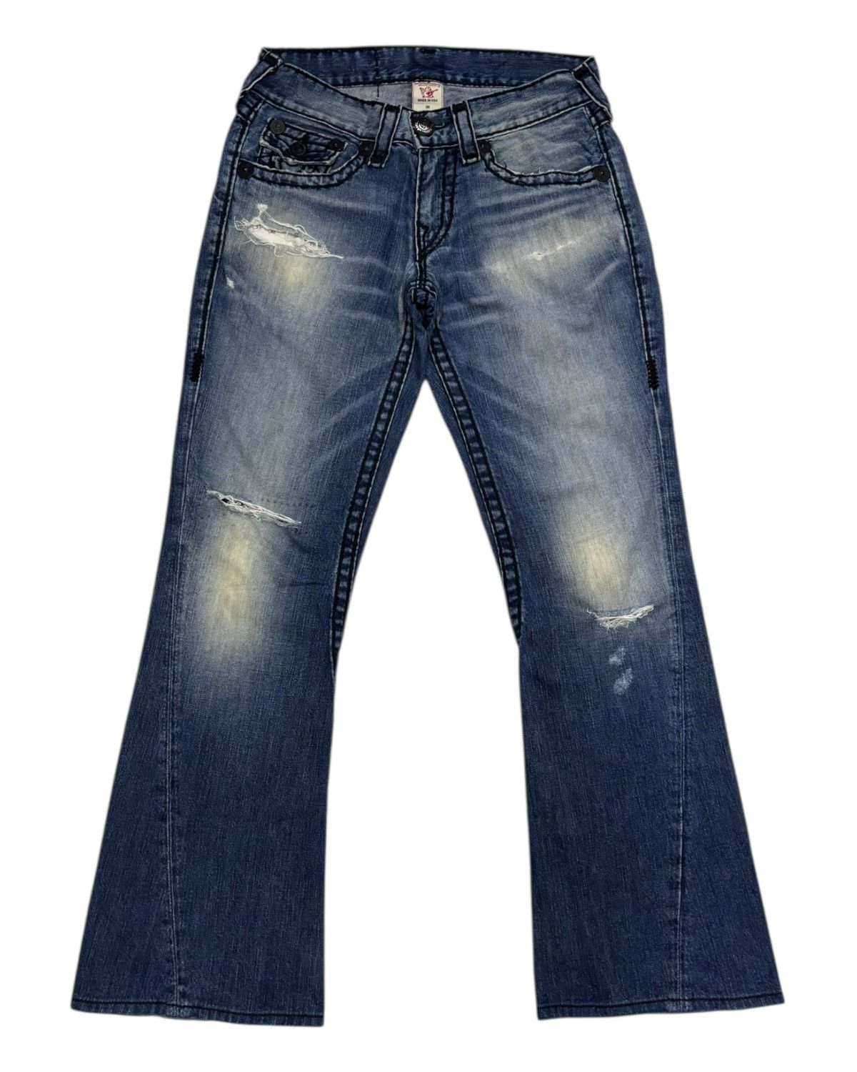 Hysteric Glamour × True Religion TRUE RELIGION Joey Super T Flared Jeans Distressed Denim Size US 30 / EU 46 - 7 Thumbnail