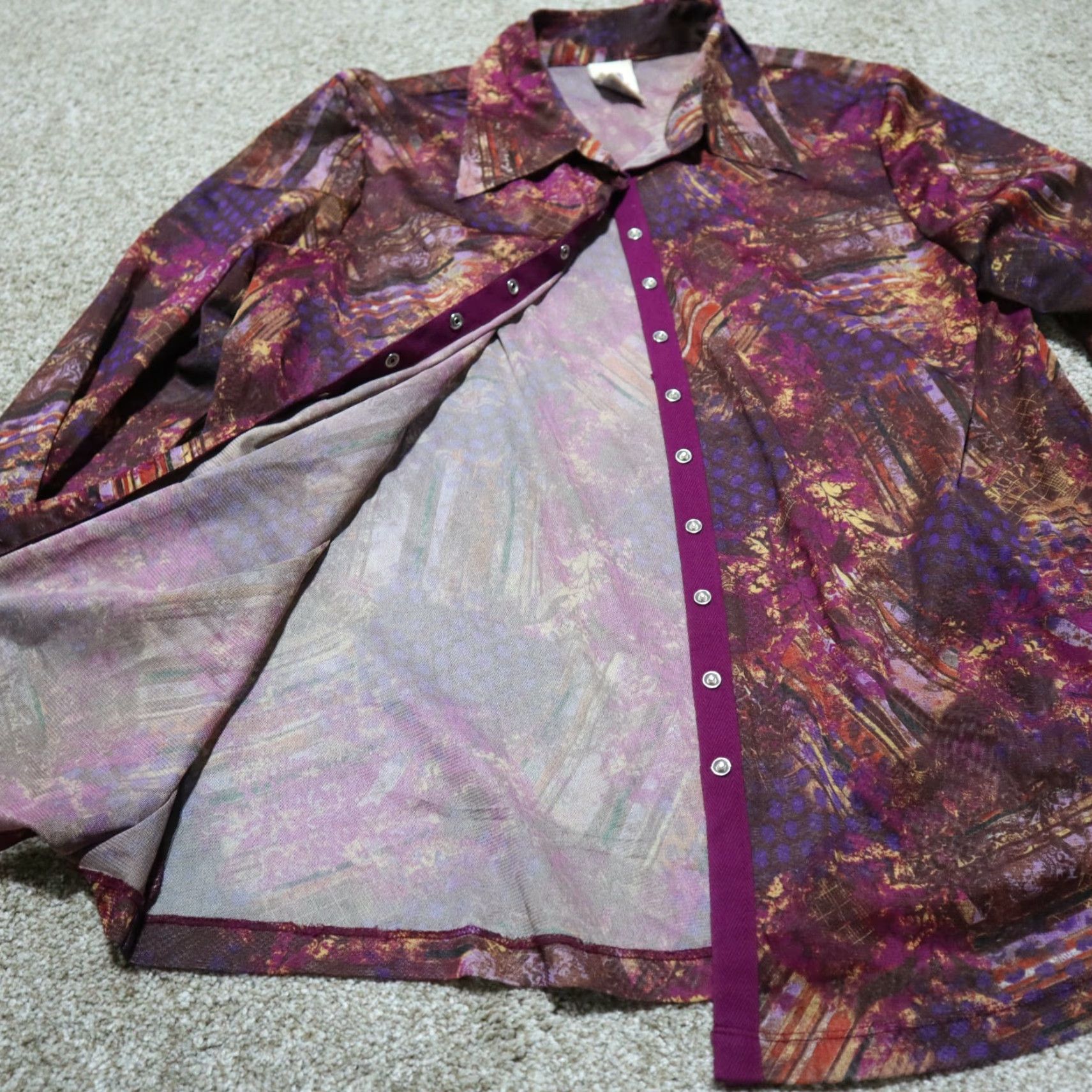 Faded Glory Faded Glory Shirt Blouse Woman Plus Size 22W/24W Purple Round Neck Long Sleeve Casual Womens Size 3XL / US 20-22 - 2 Thumbnail