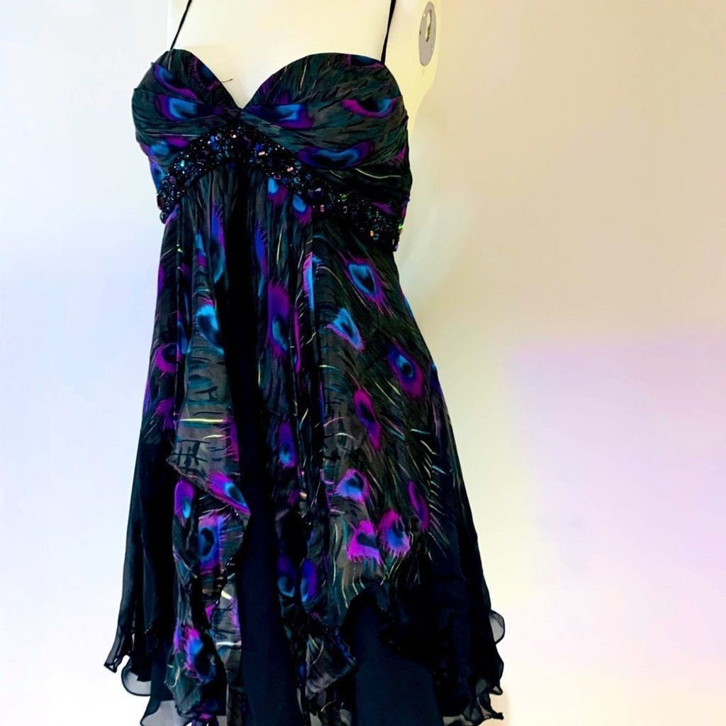 Other Alberto Makali black peacock silk dress size 8 Size M / US 6-8 / IT 42-44 - 1 Thumbnail