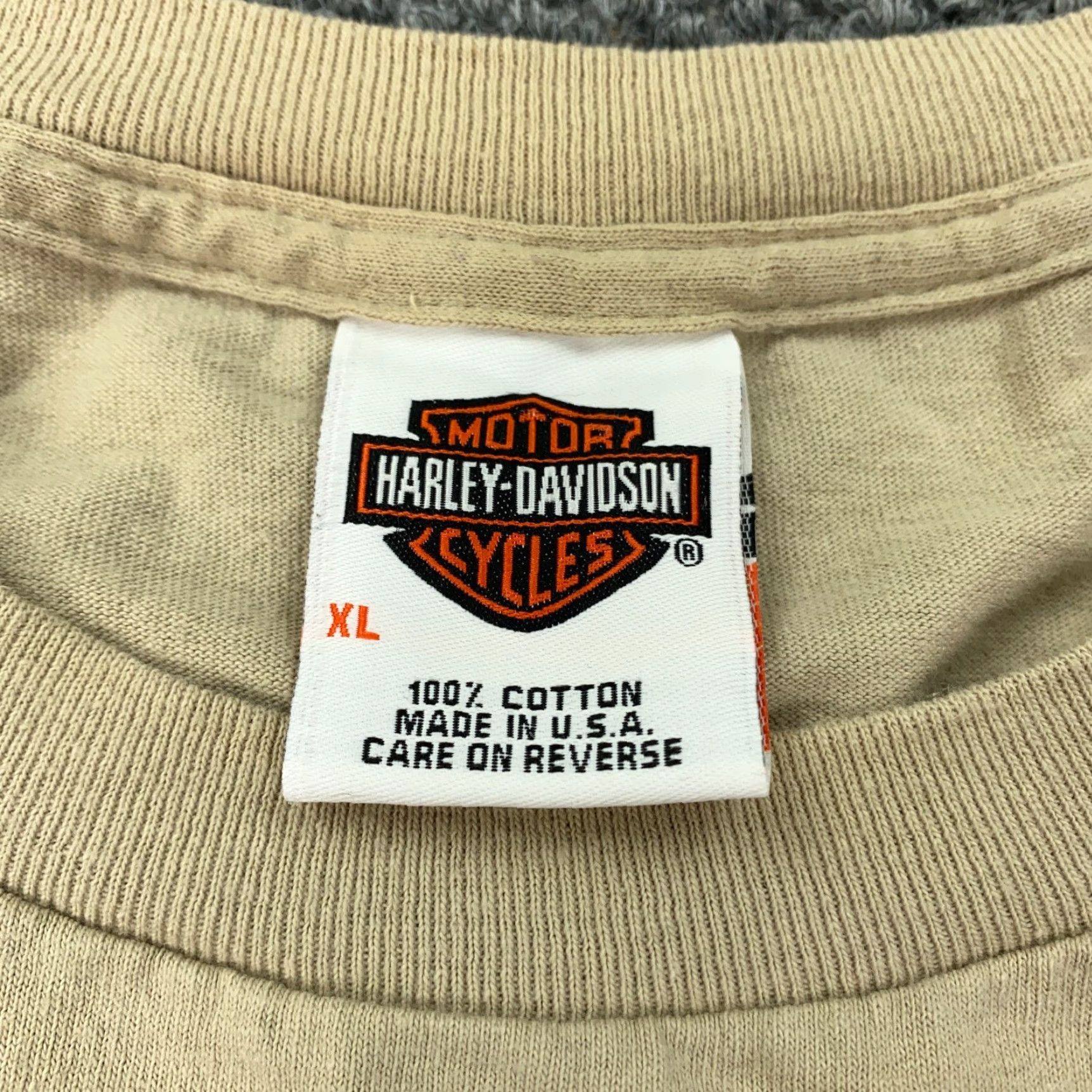 Harley Davidson VINTAGE Harley-Davidson Biker Shirt XL Beige Graphic Print Single Stitch USA Mens Size US XL / EU 56 / 4 - 3 Thumbnail