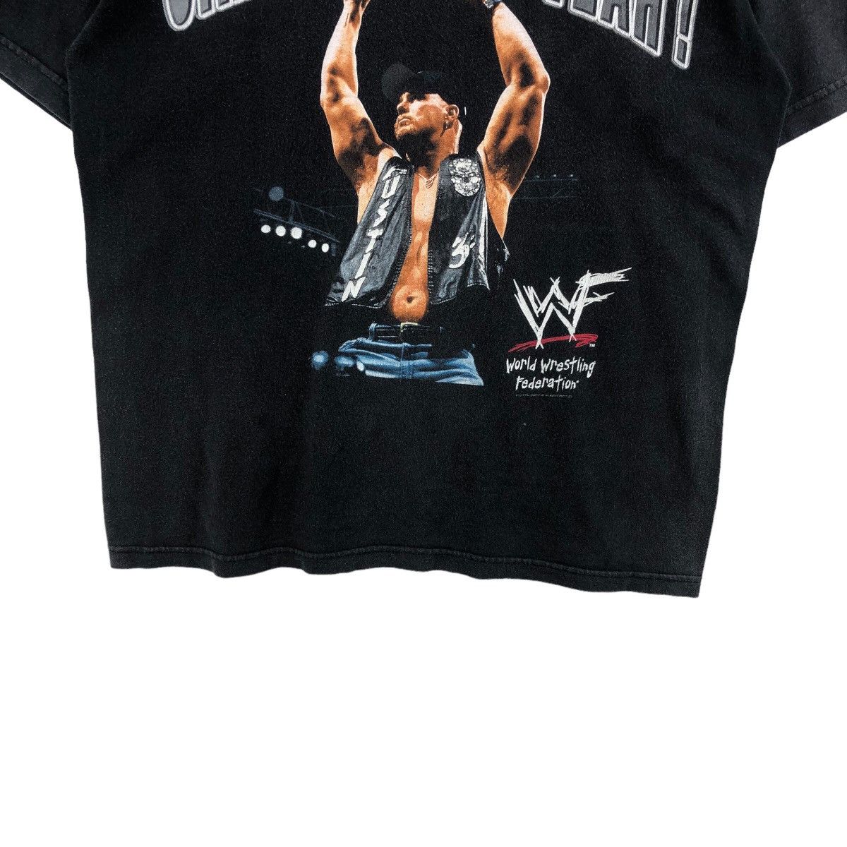 Vintage × WWF Pick!! Vtg 90's WWF STONE COLD 'Gimme A hell Yeah!' Tshirt Size US M / EU 48-50 / 2 - 4 Thumbnail