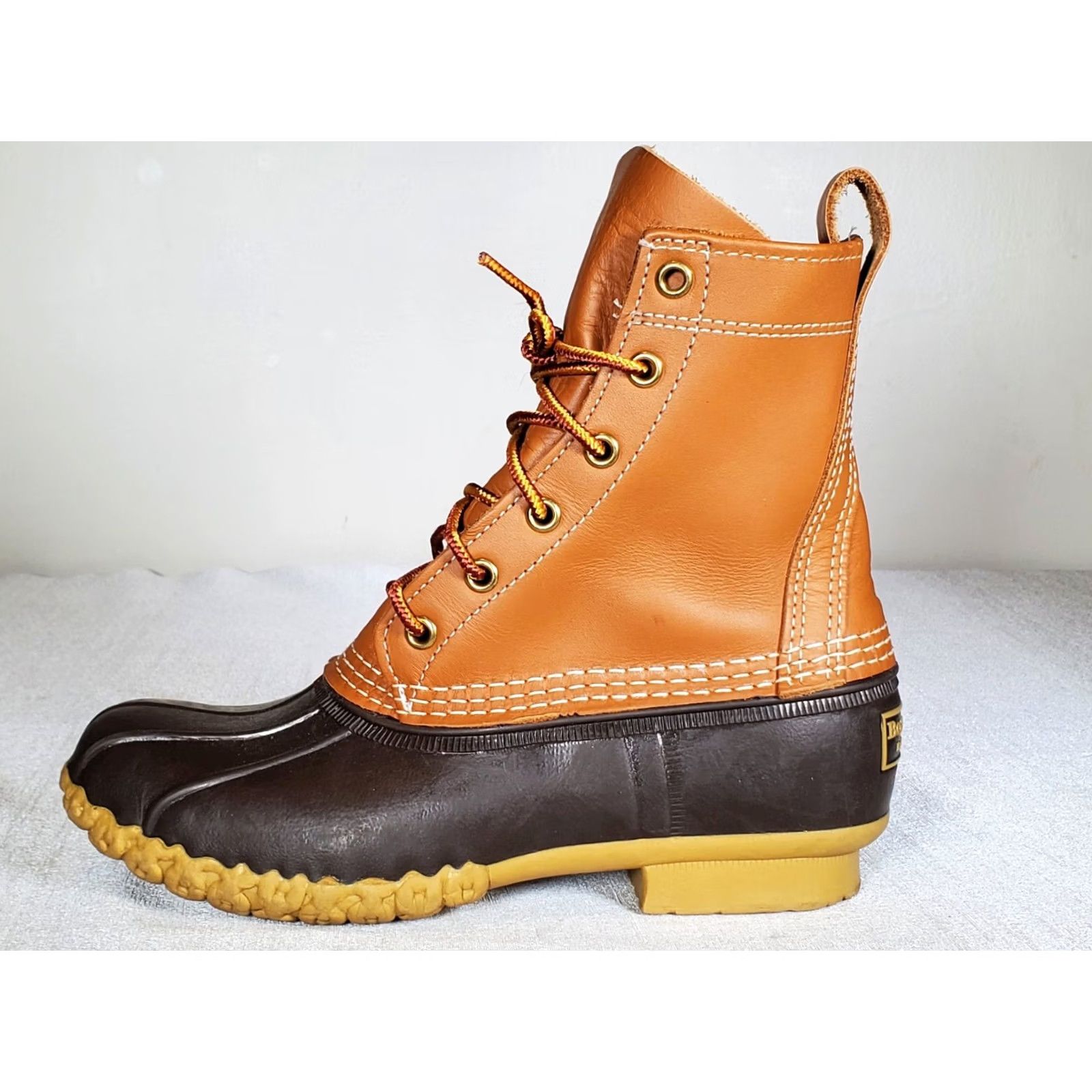 Vintage L.L. Bean 8" Duck Boots Brown Leather Waterproof Rain Hunting Womens US 6 M Size US 6 / IT 36 - 4 Thumbnail