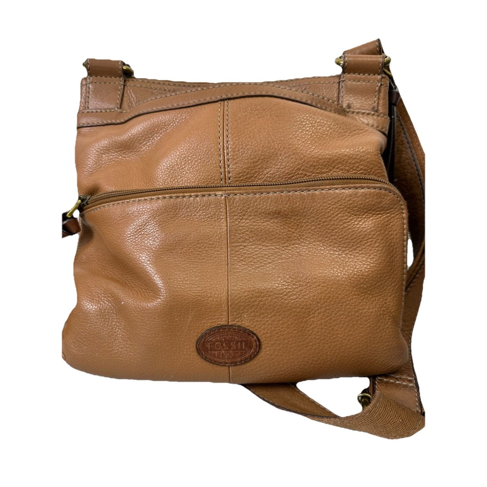 Fossil Fossil MorganTraveler Caramel PebbledLeather Bag Messenger Size ONE SIZE - 2 Thumbnail
