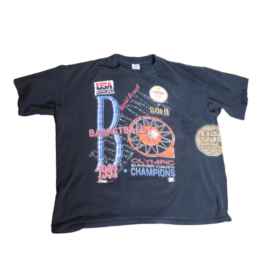 image of Salem Vintage 90's Nba Olympic Team Team Usa Basketball Tee ( ) in Black, Men's (Size 2XL)