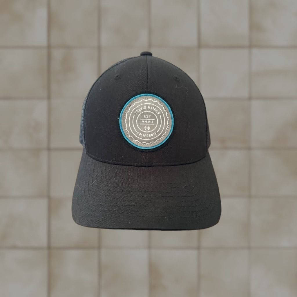 TravisMathew Travis Mathew Golf The Patch Adjustable Snap Back Cap Hat Black Men's One Size Adjustable Baseball Cap Size ONE SIZE - 1 Thumbnail