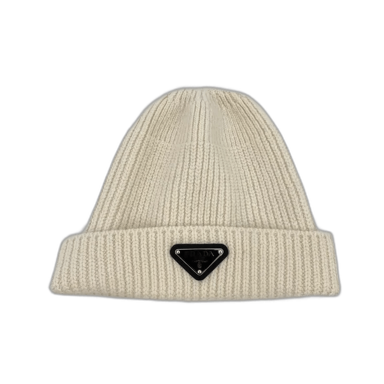 Prada Prada Beige Wool Knitted Beanie Hat -2505 Size ONE SIZE - 1 Thumbnail