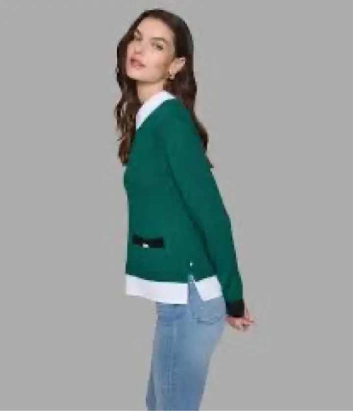 Karl Lagerfeld Karl Lagerfeld Green Sweater with Black Details | Size S Size S / US 4 / IT 40 - 2 Thumbnail