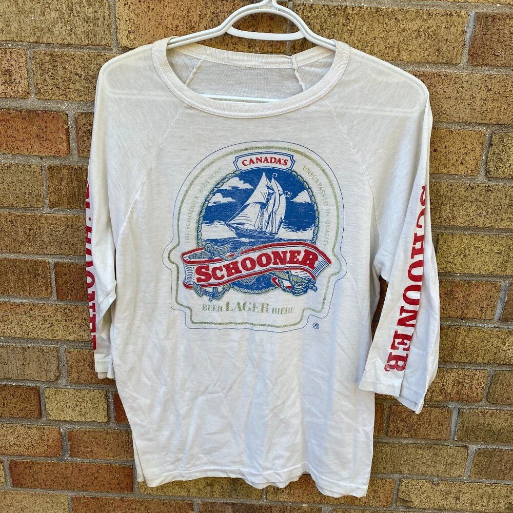 Vintage Vintage 1973 Schooner Beer Lager Promo T Shirt Large White Size US L / EU 52-54 / 3 - 1 Thumbnail