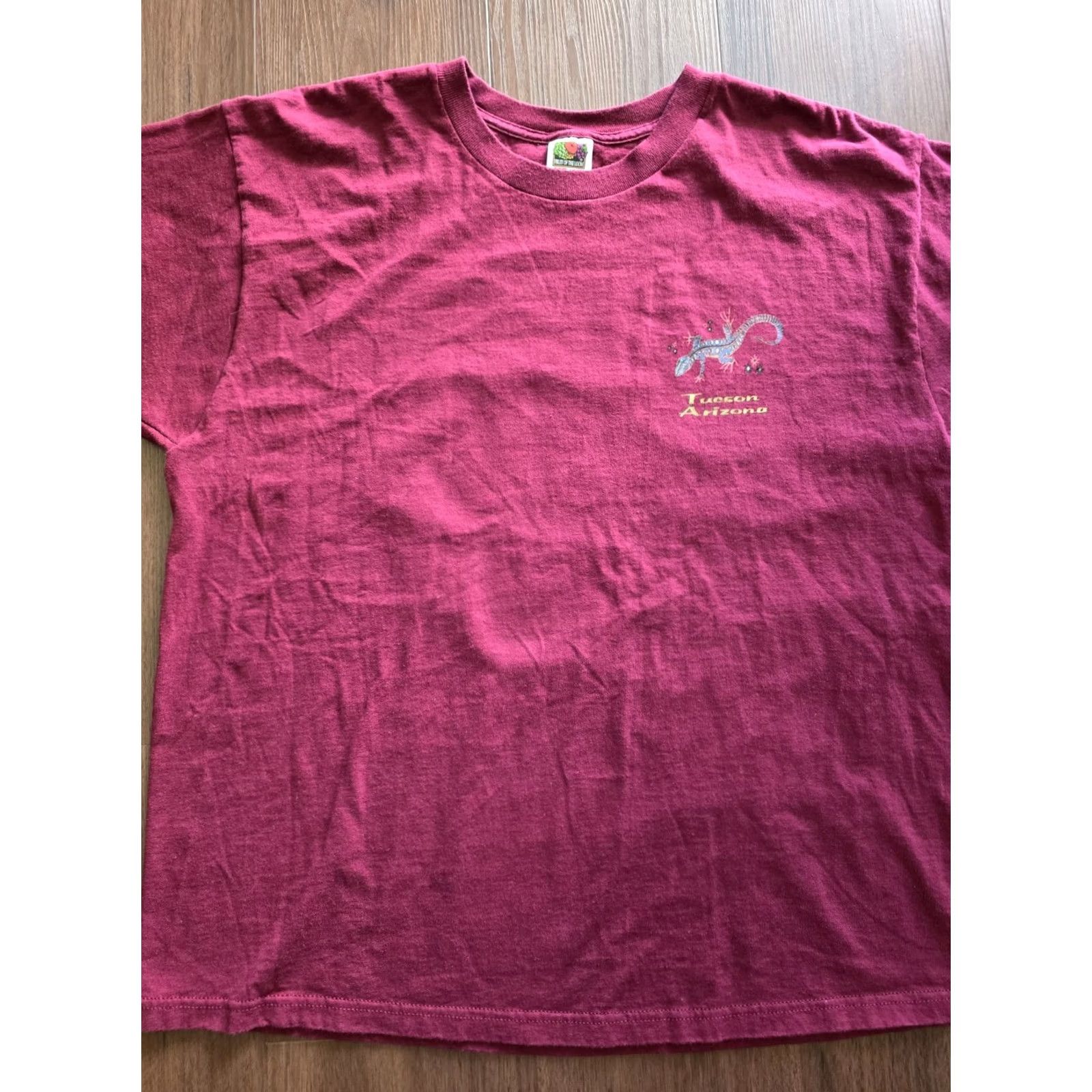 Fruit Of The Loom VINTAGE 1990s Y2K Tucson Arizona Lizard Tee XL Double Sided Southwestern Cotton Graphic Tee Unisex Maroon 1990s Size US XL / EU 56 / 4 - 3 Thumbnail