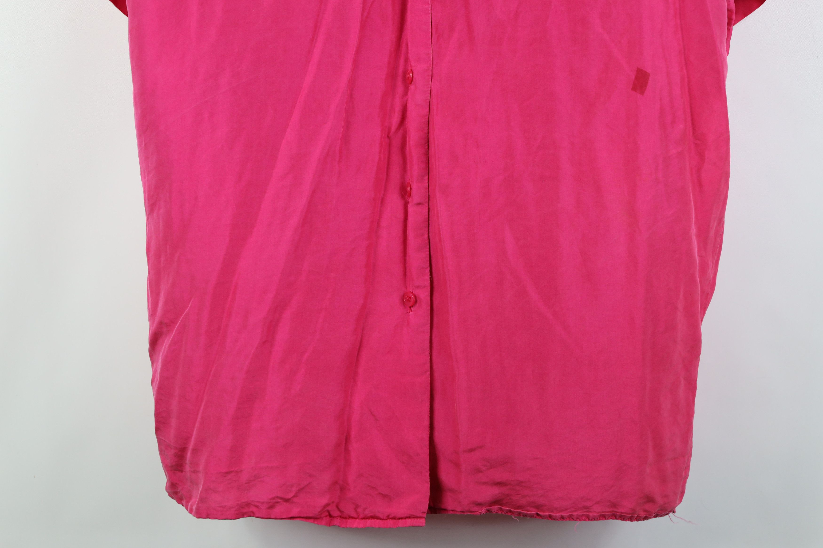 Vintage Vintage 90s Streetwear Silk Collared Button Shirt Pink Size L / US 10 / IT 46 - 3 Thumbnail