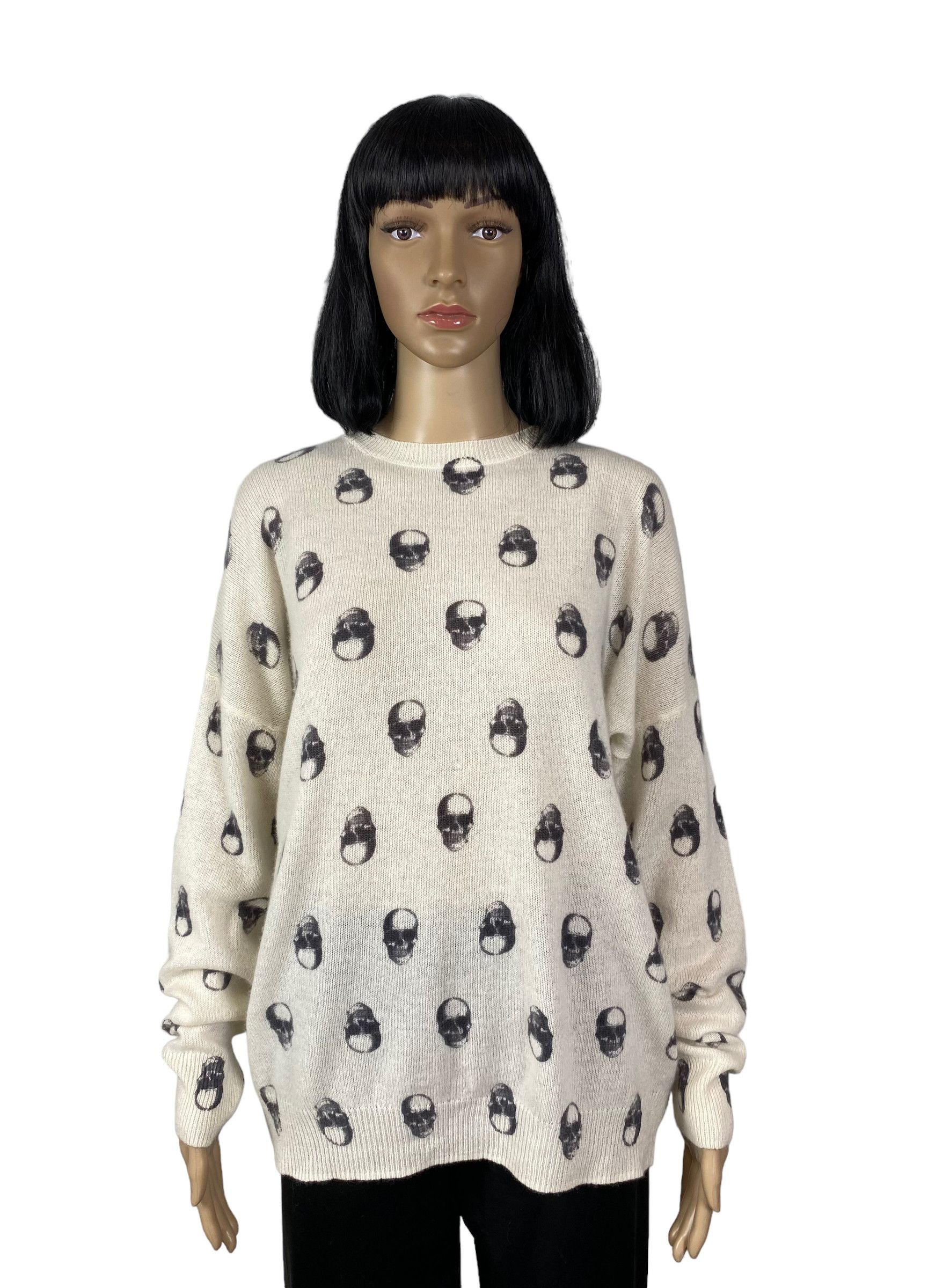 Designer skull cashmere printed sweater large Size L / US 10 / IT 46 - 1 Thumbnail