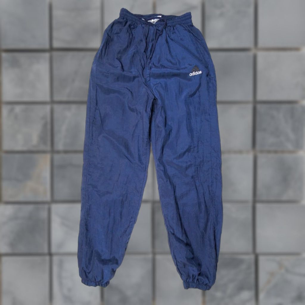 Adidas VINTAGE Adidas Pants Mens Large Blue Windbreaker 90s Y2K Outdoors Adult Nylon Logo Straight 30in Inseam Mens Size US 33 - 1 Thumbnail