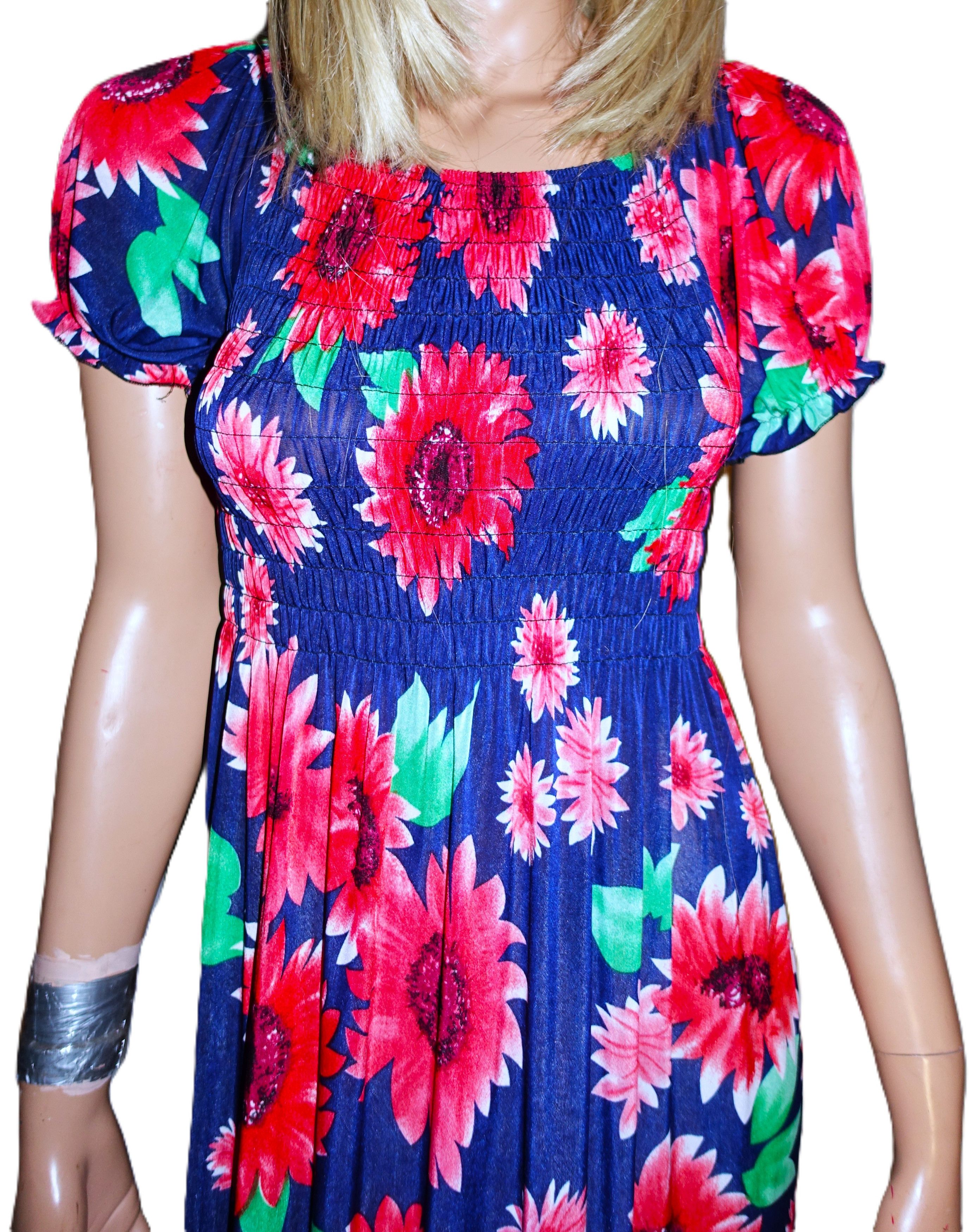 Vintage Navy Blue Floral Crinkle Bodice Maxi Dress S Size S / US 4 / IT 40 - 5 Thumbnail