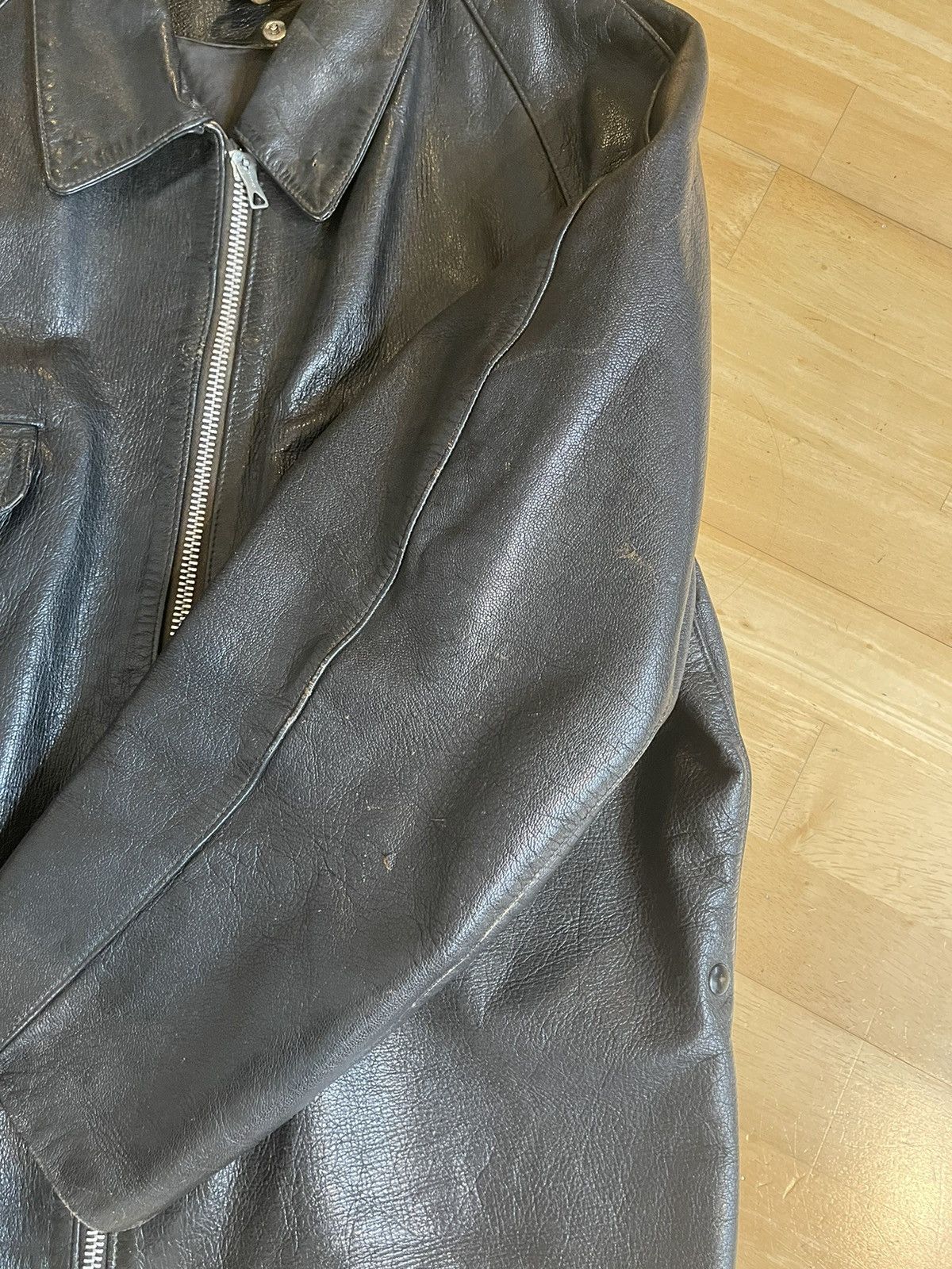 Other Rare Vintage 1970's Italien Military Leather Tank Jacket (L) Size US L / EU 52-54 / 3 - 20 Thumbnail