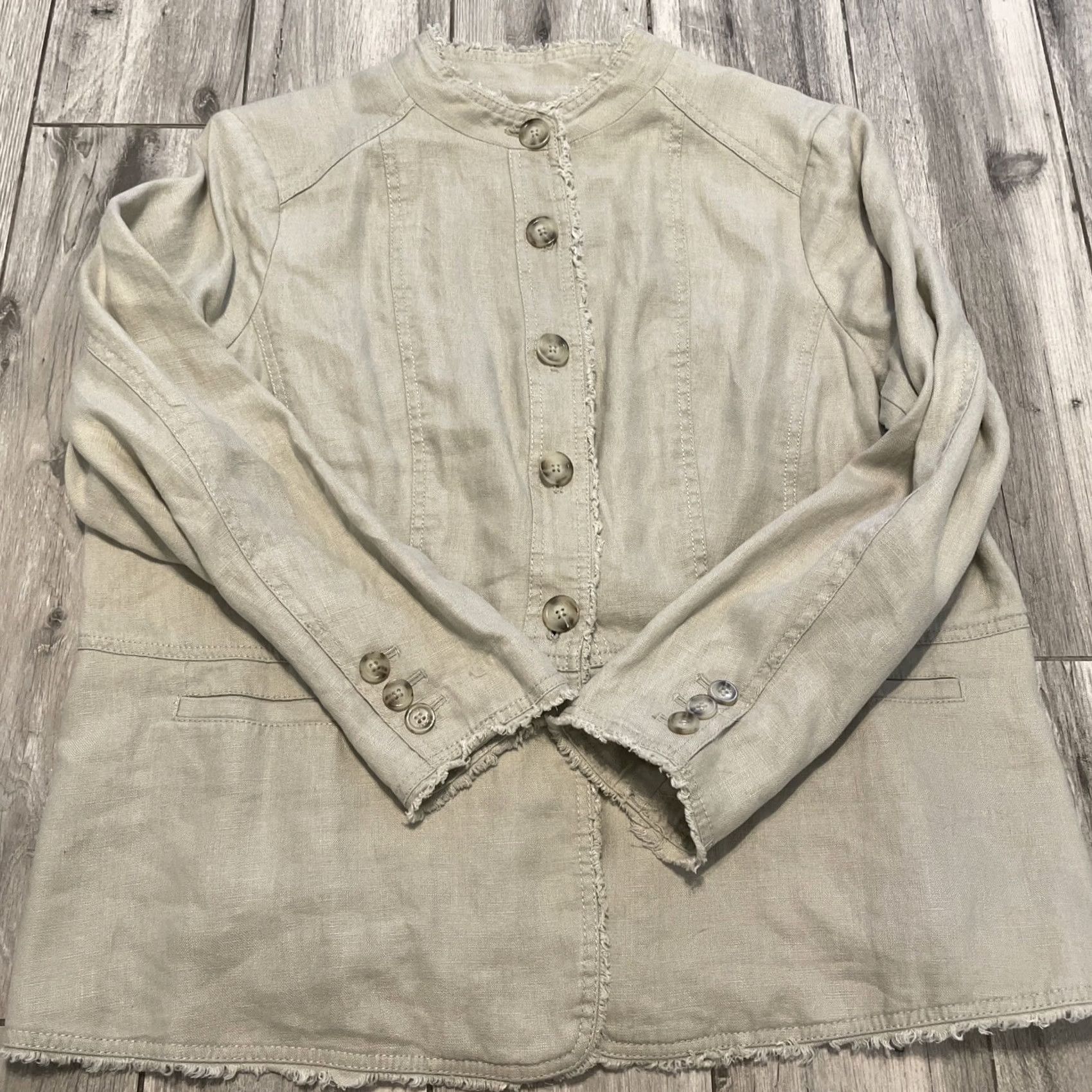 Vintage MICHAEL Michael Kors Women's Linen Button Front Blazer Jacket 16W Tan Linen Basic Jacket 16W Womens Size XXL / US 16-18 / IT 52-54 - 6 Thumbnail