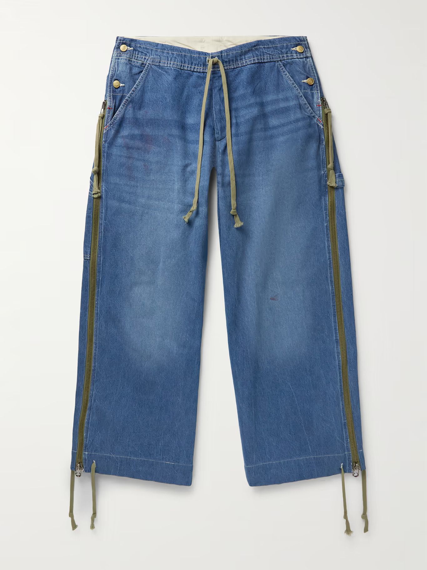 Greg Lauren NWT $1600 Greg Lauren Denim Zip Wide Leg With Sweat Size 2 Size US 32 / EU 48 - 2 Thumbnail