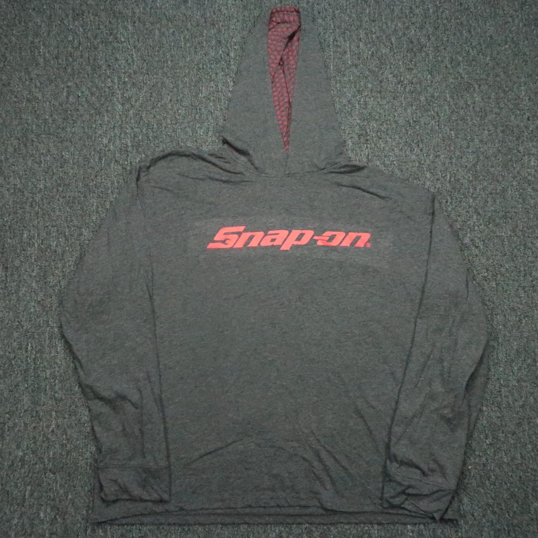 Vintage Snap On Hoodie Mens XL Gray Pullover Hooded Casual Regular Fit Knitted Cotton Polyester Sweatshirt Pullover Lightweight Size US XL / EU 56 / 4 - 2 Thumbnail