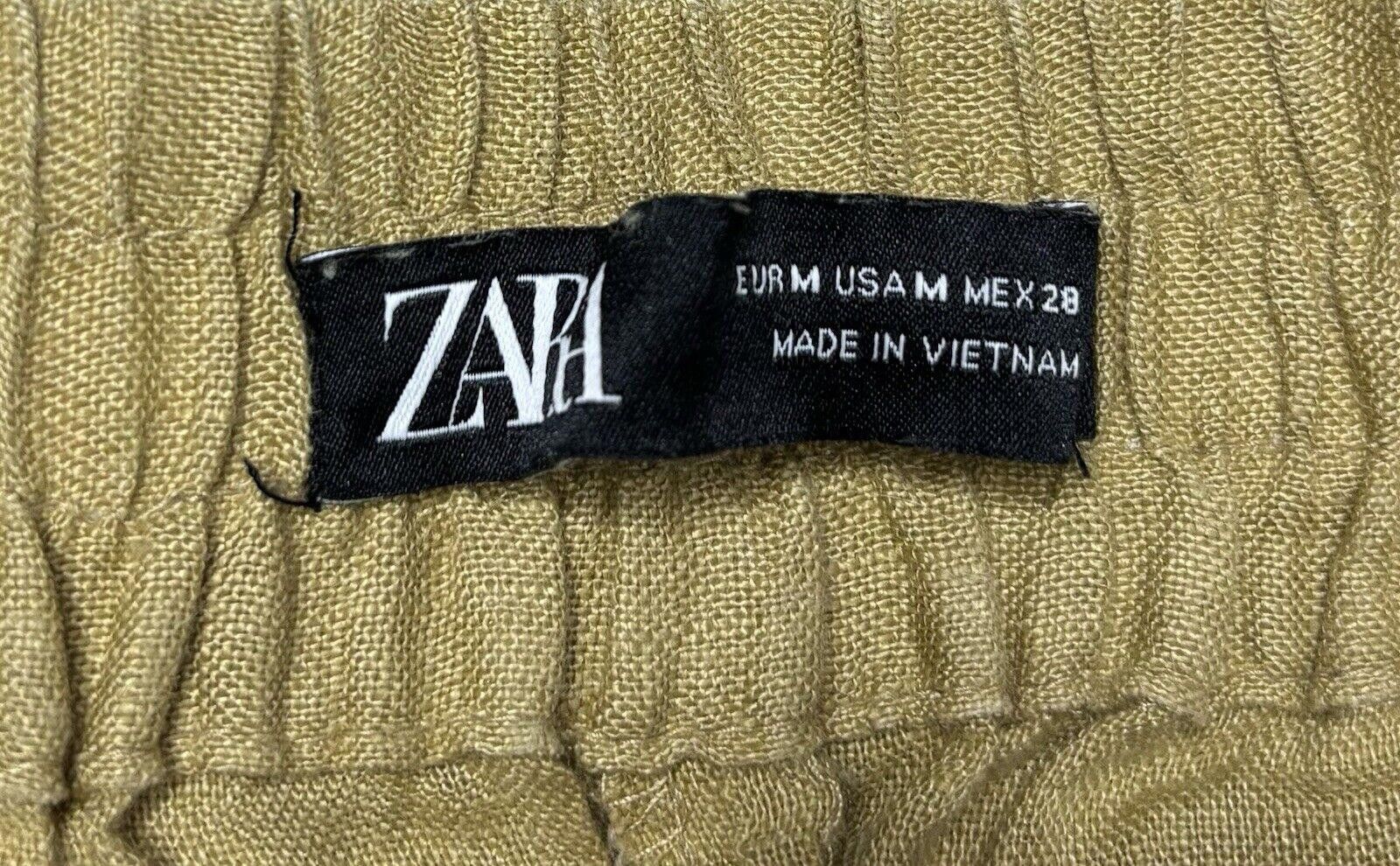 Zara Zara Linen Pants Women's Medium Khaki Brown Joggers Size 32" / US 10 / IT 46 - 2 Thumbnail