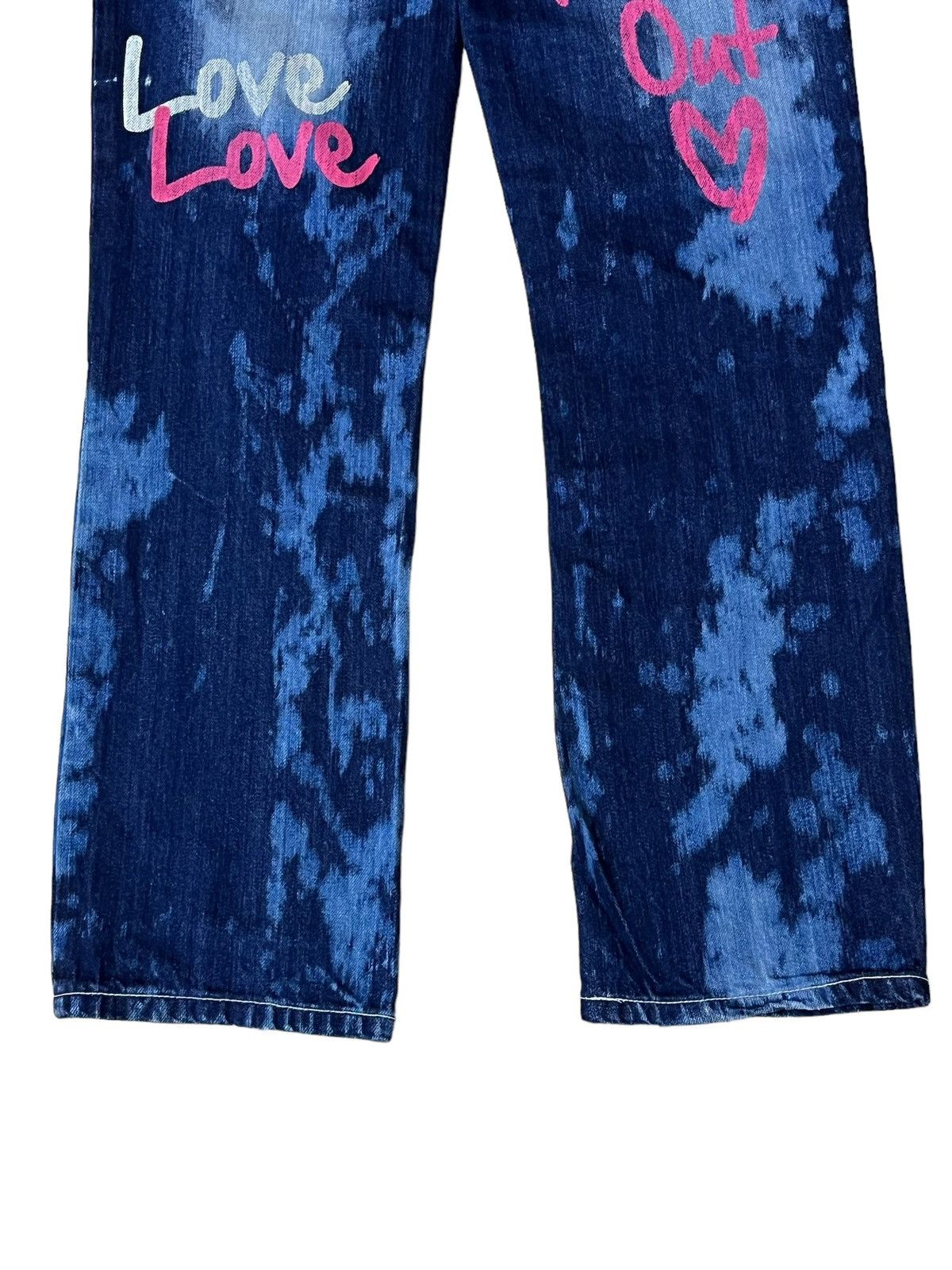 Japanese Brand SICK🔥JAPANESE BMB BLUE MOON BLUE STRAIGHT LEG PAINTED JEANS Size US 32 / EU 48 - 6 Thumbnail