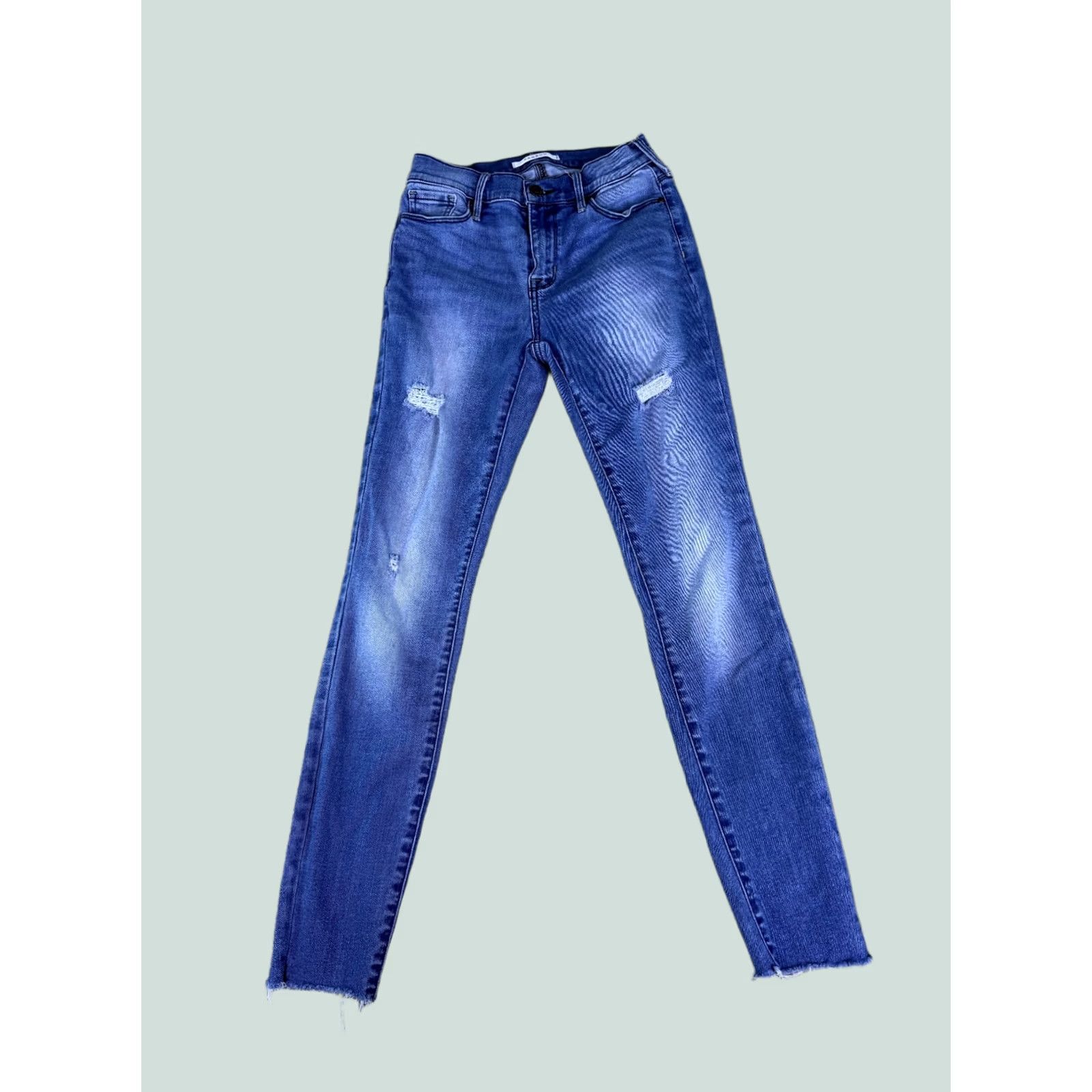 Pacsun PacSun Womens Jeans Mid Rise Ankle Jegging Size 24 Raw Hem Stretch Blue D878 Size 42" / US 20 - 1 Thumbnail