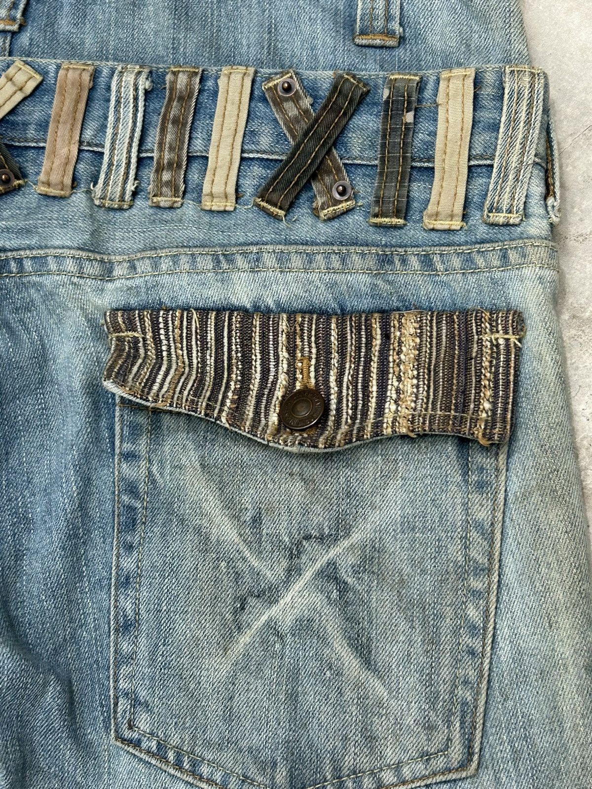 If Six Was Nine Vintage Dominate Double Waist Belt Loop Light Dirty Washed Size US 33 - 22 Thumbnail